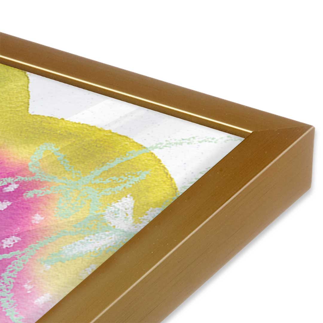 [Color:Polished Gold], Picture of art in a Polished Gold frame at an angle