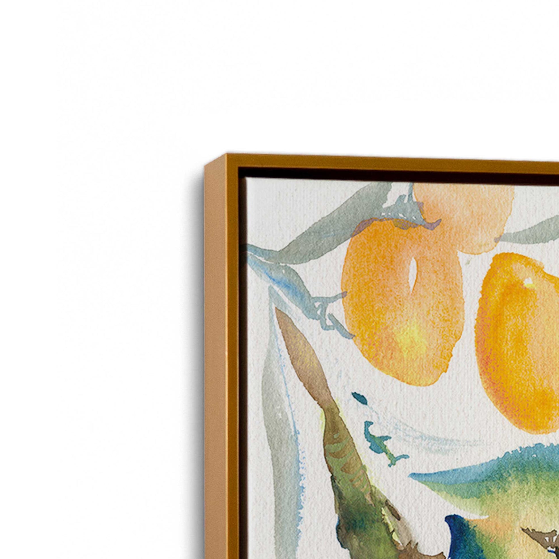 [Color:Polished Gold], Picture of art in a Polished Gold frame at an angle