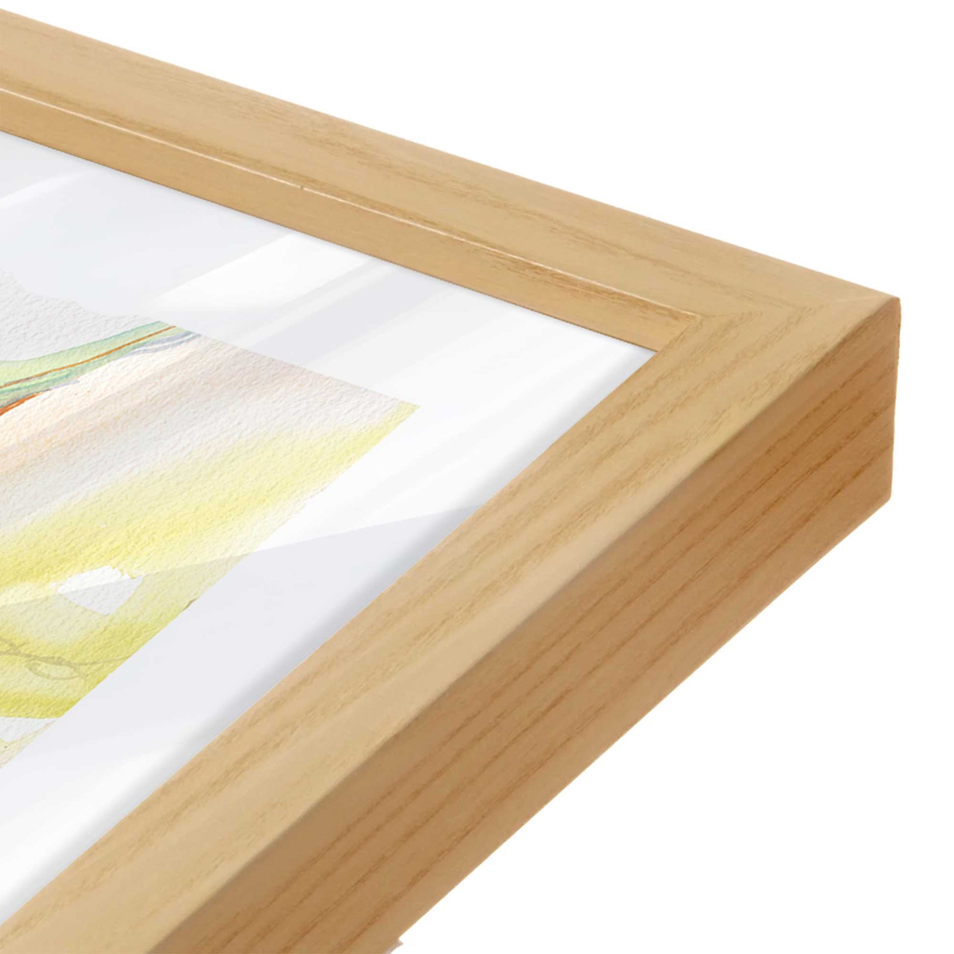 [Color:American Maple], Picture of art in a American Maple frame at an angle
