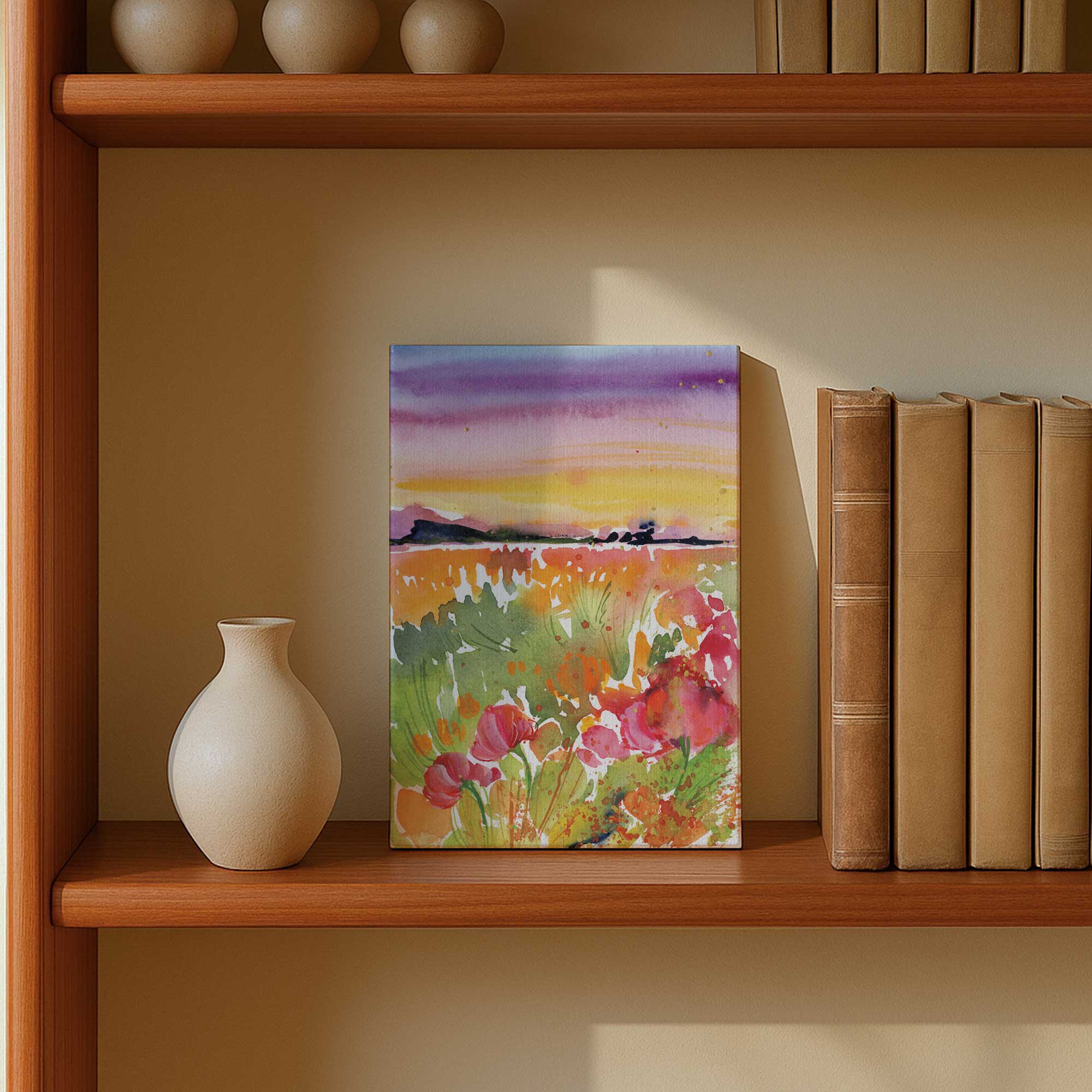 Wildflower Wow moment canvas print on a shelf