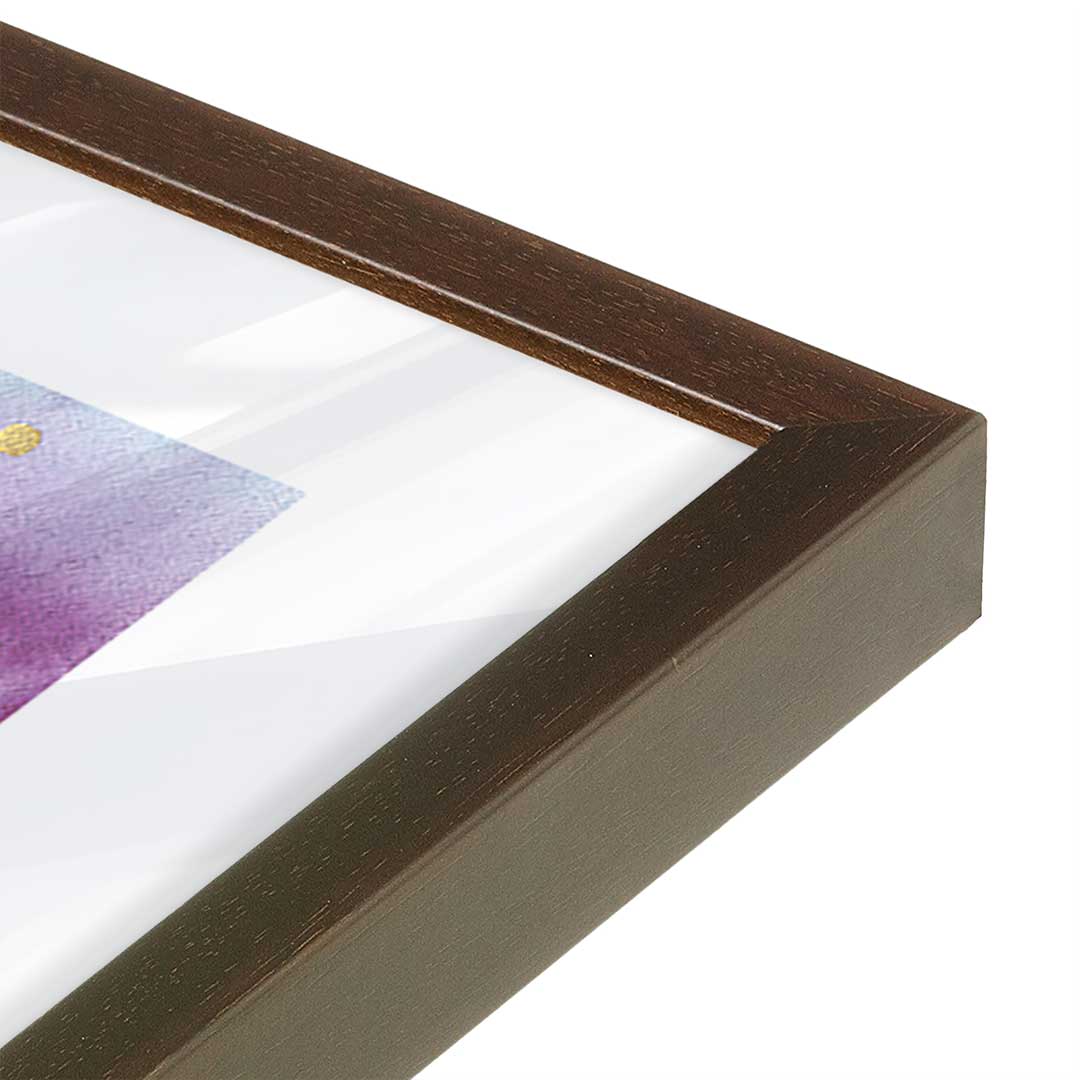 [Color:Brown], Picture of art in a Brown frame at an angle