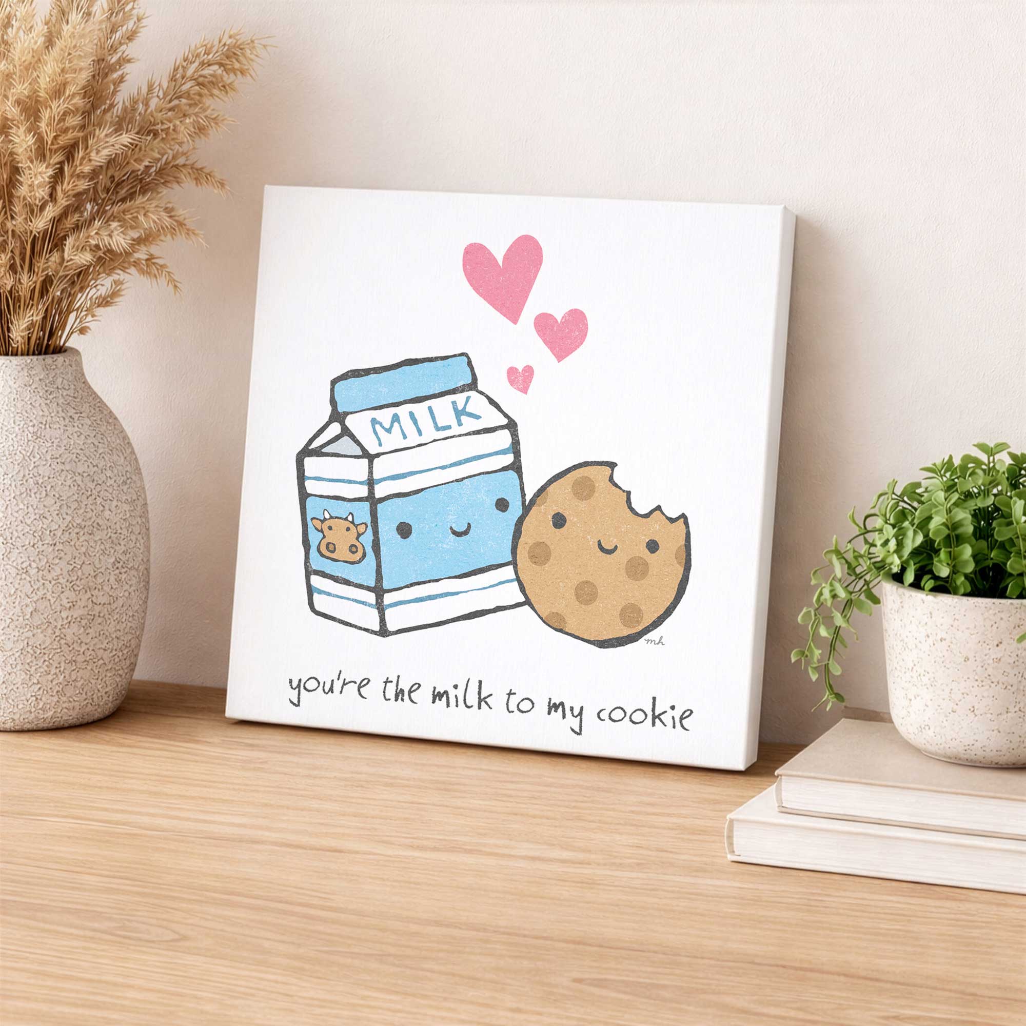snack time sweethearts canvas print leaning on a table top
