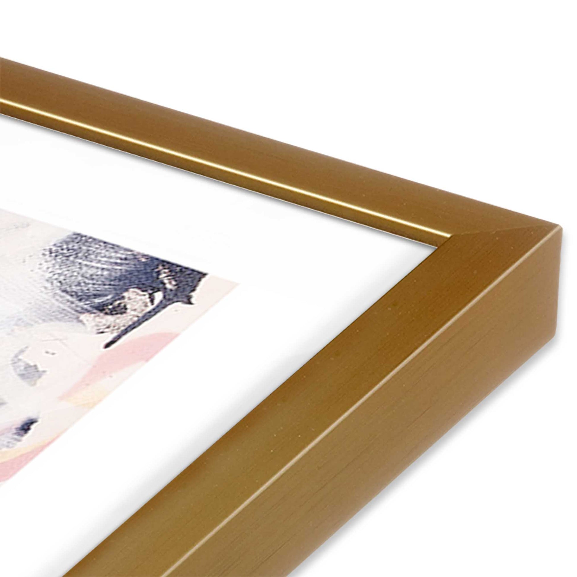 [Color:Polished Gold], Picture of art in a Polished Gold frame at an angle