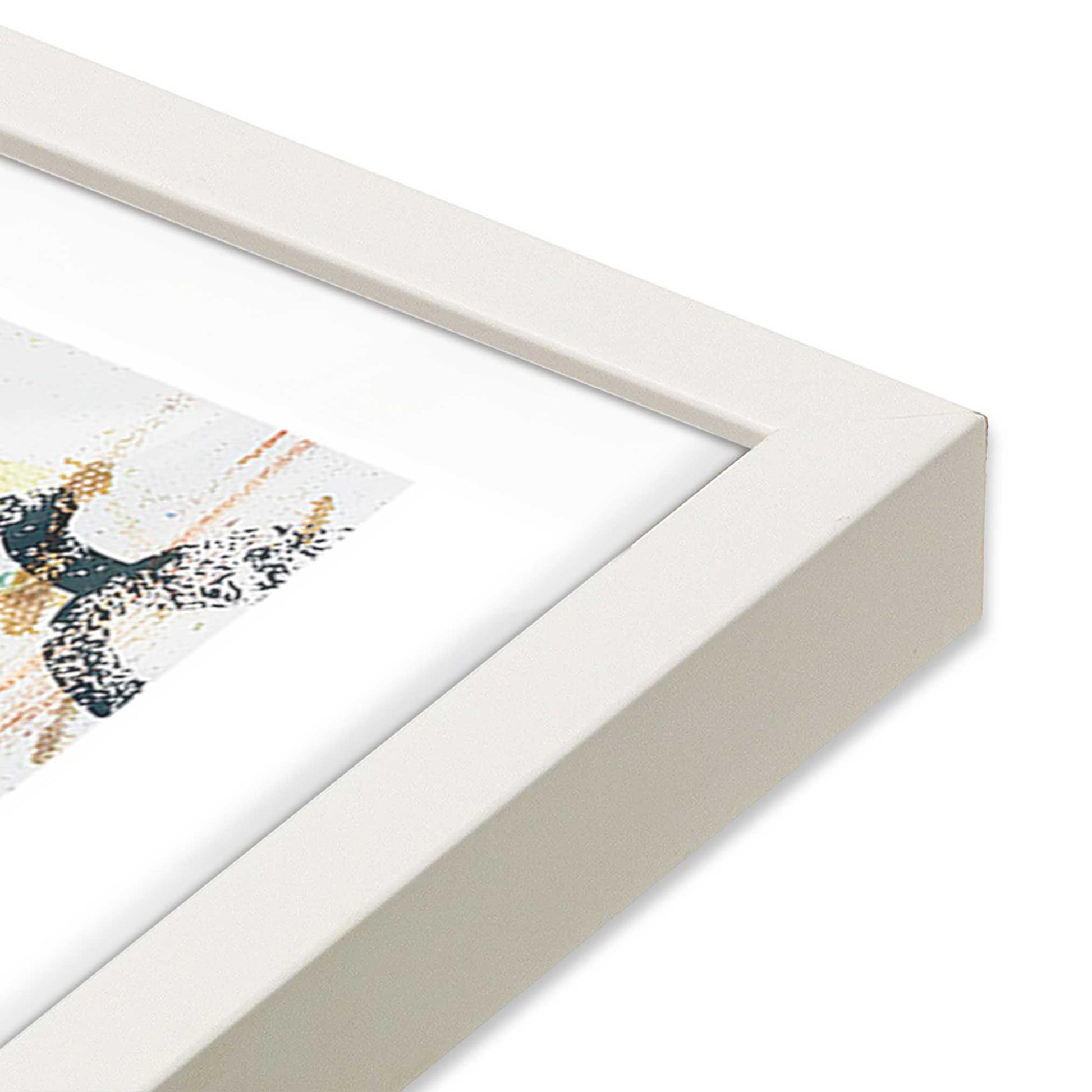 [Color:Opaque White], Picture of art in a Opaque White frame at an angle