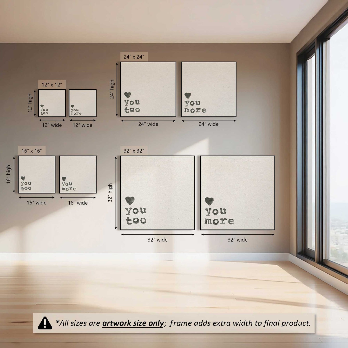 Double Love Notes Canvas Print, Set of 2