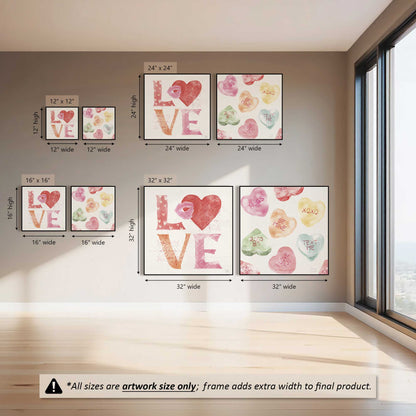 Candy Heart Crush Canvas Print, Set of 2