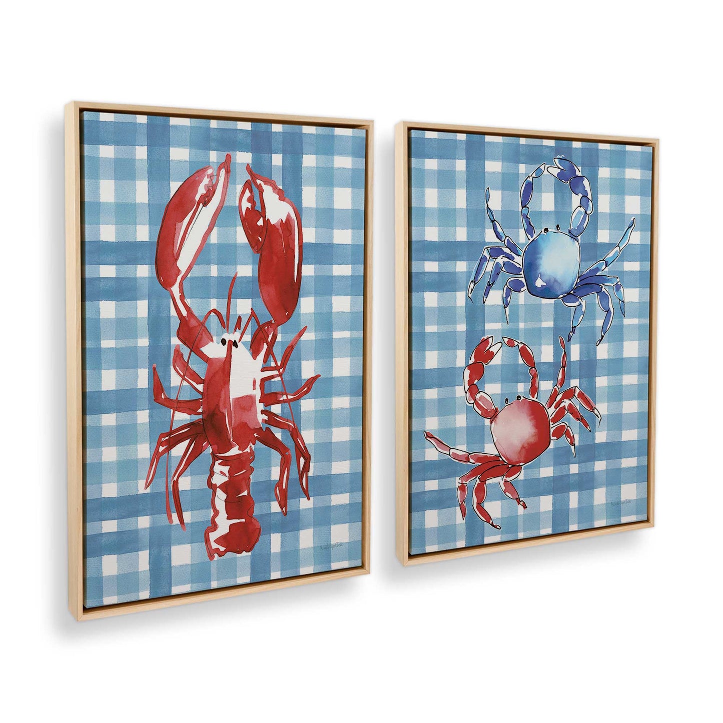 [Color:American Maple], Picture of art in a American Maple frame at an angle
