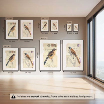 Love Letter Birds, Set of 2 Canvas Prints