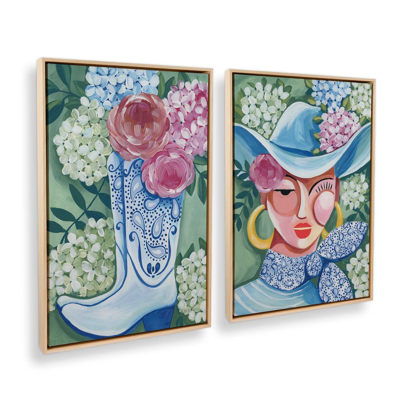 [Color:American Maple], Picture of art in a American Maple frame at an angle