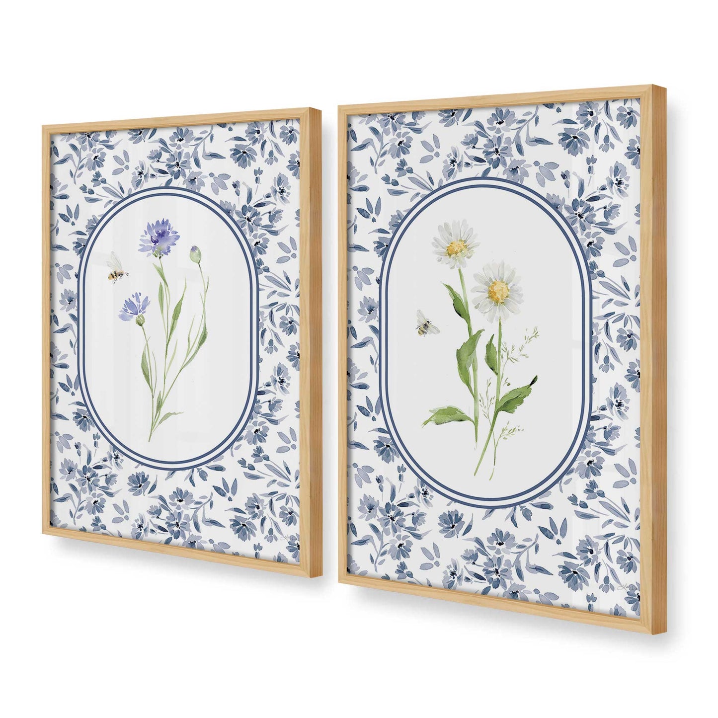[Color:American Maple], Picture of art in a American Maple frame at an angle
