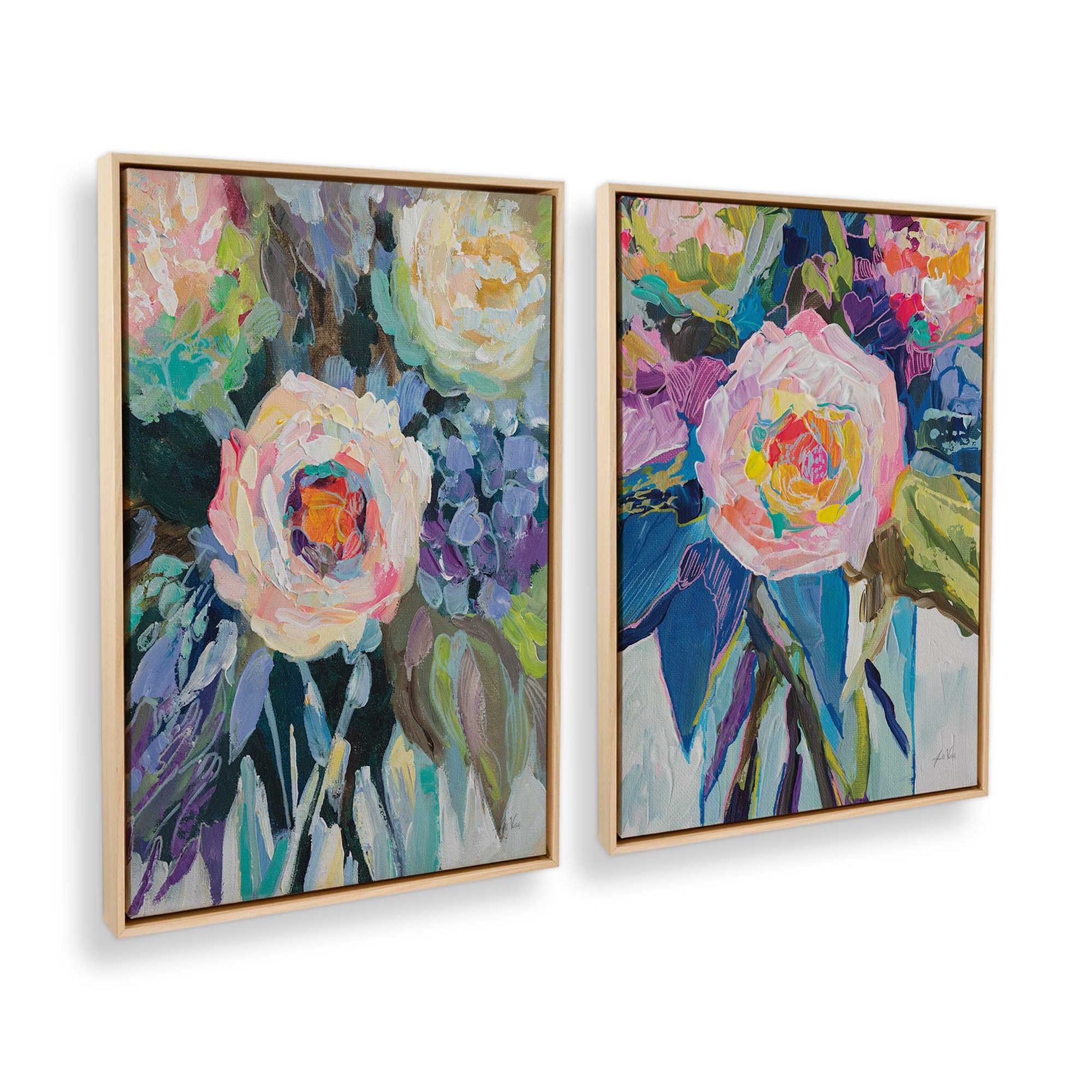 [Color:American Maple], Picture of art in a American Maple frame at an angle
