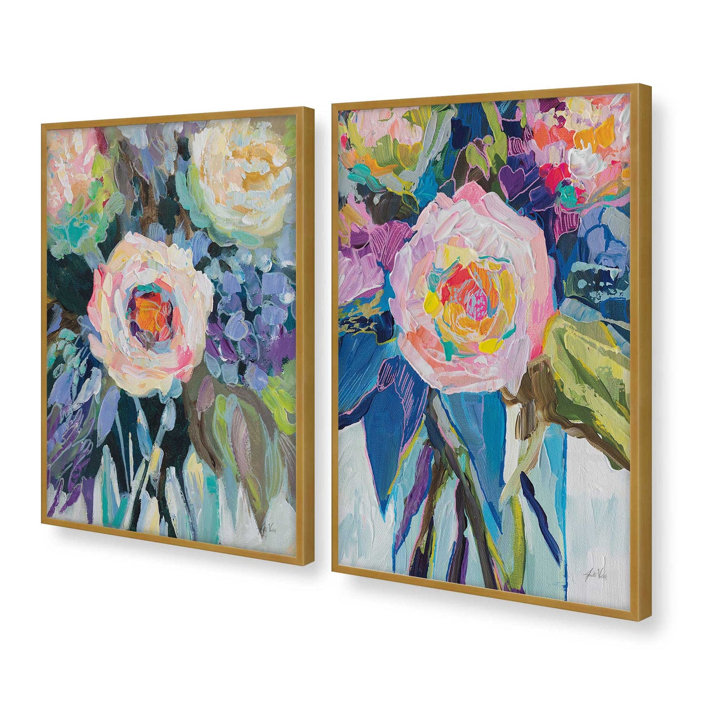 [Color:Polished Gold], Picture of art in a Polished Gold frame at an angle
