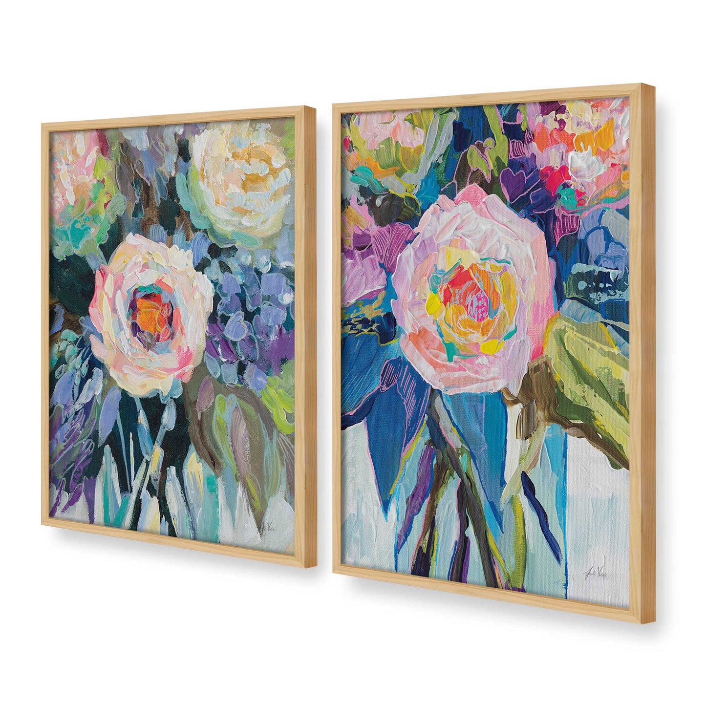 [Color:American Maple], Picture of art in a American Maple frame at an angle