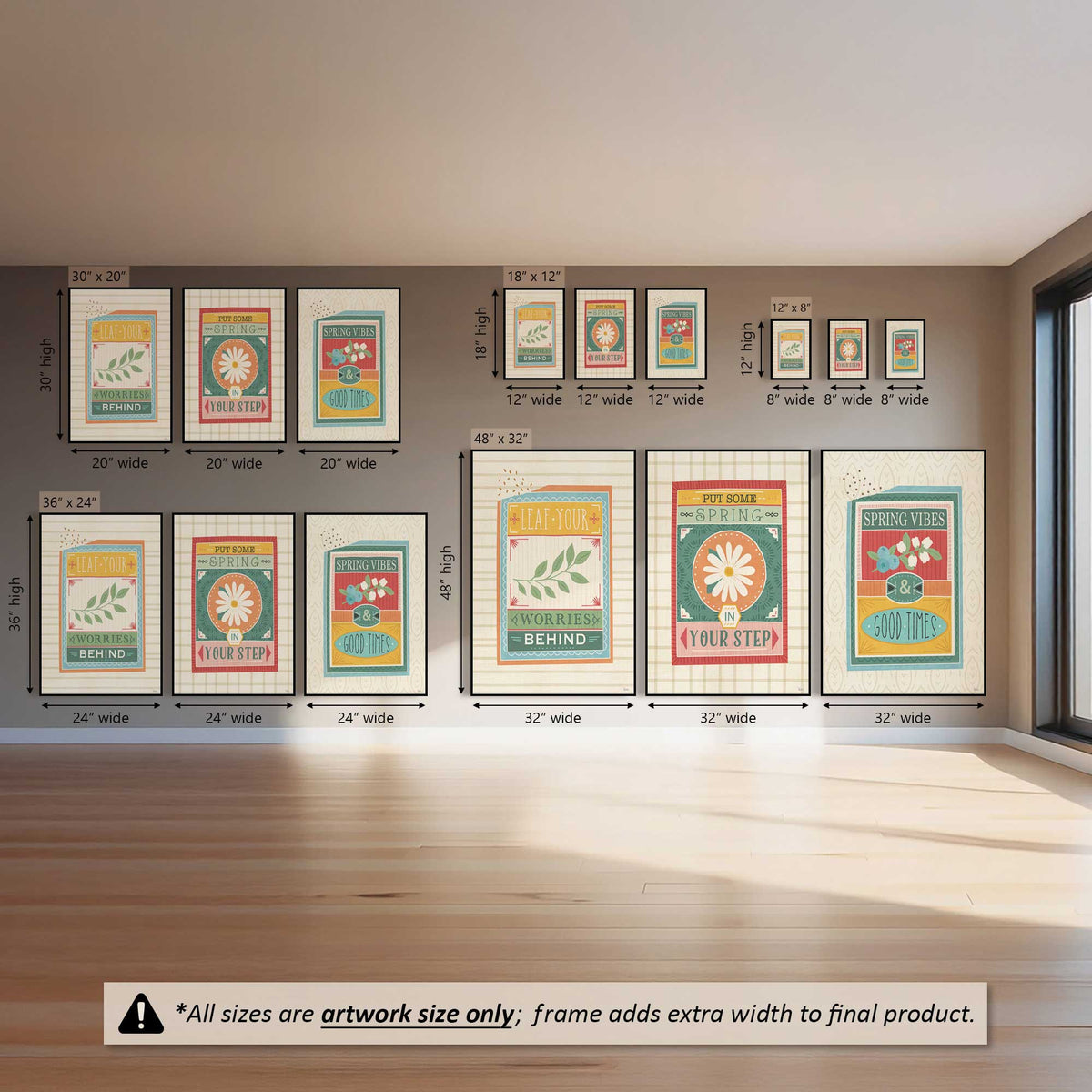 Spring Energy Trio, Set of 3 Canvas Prints