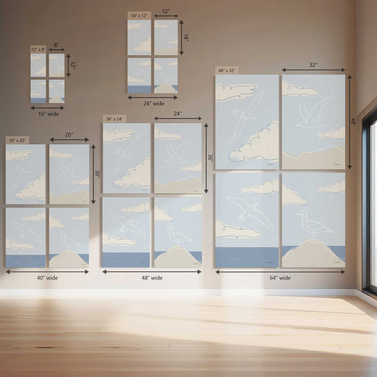 Chill Seagulls Set of 4 Canvas Prints