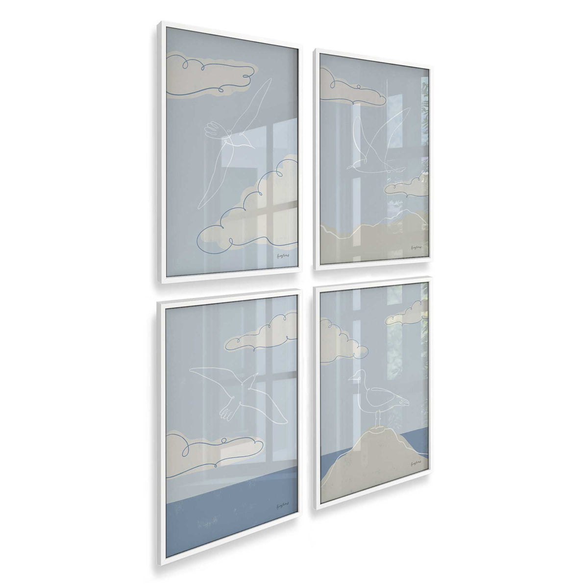 [Color:Opaque White], Picture of art in an Opaque White frame at an angle