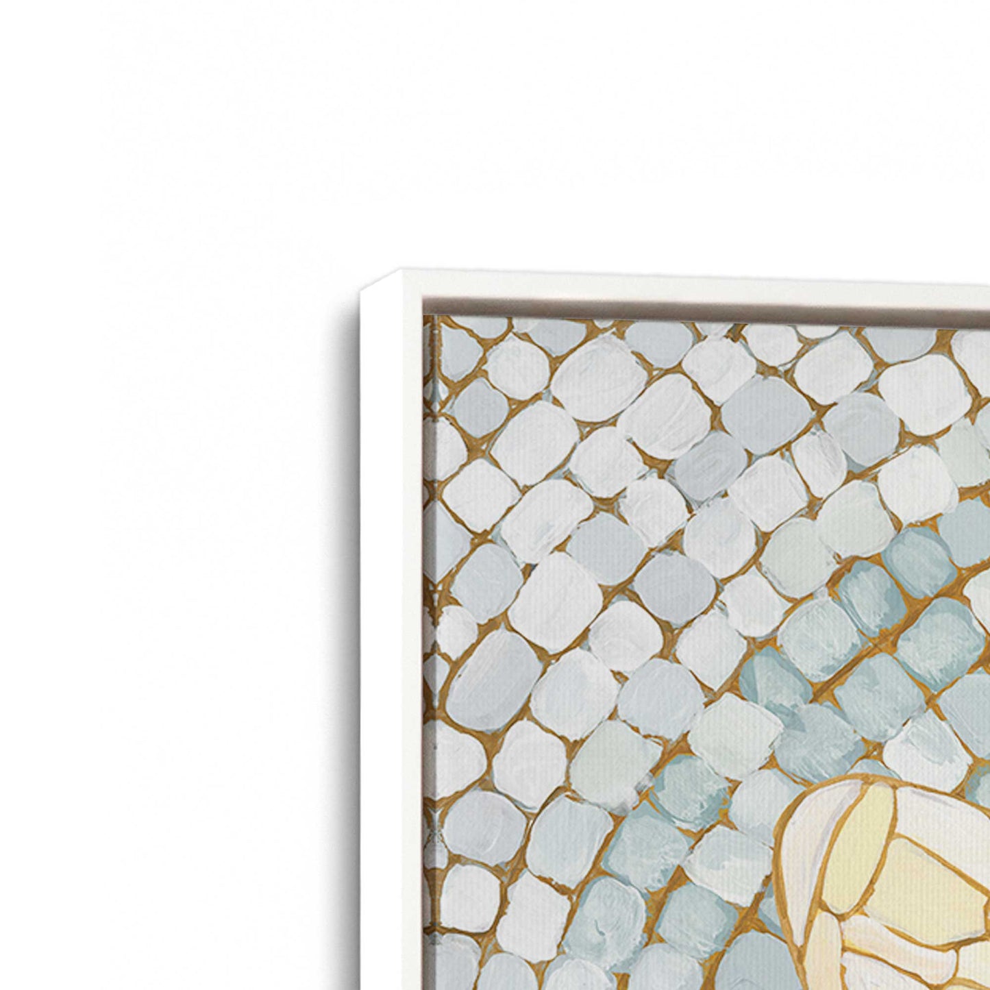 [Color:Opaque White], Picture of art in a White frame at an angle