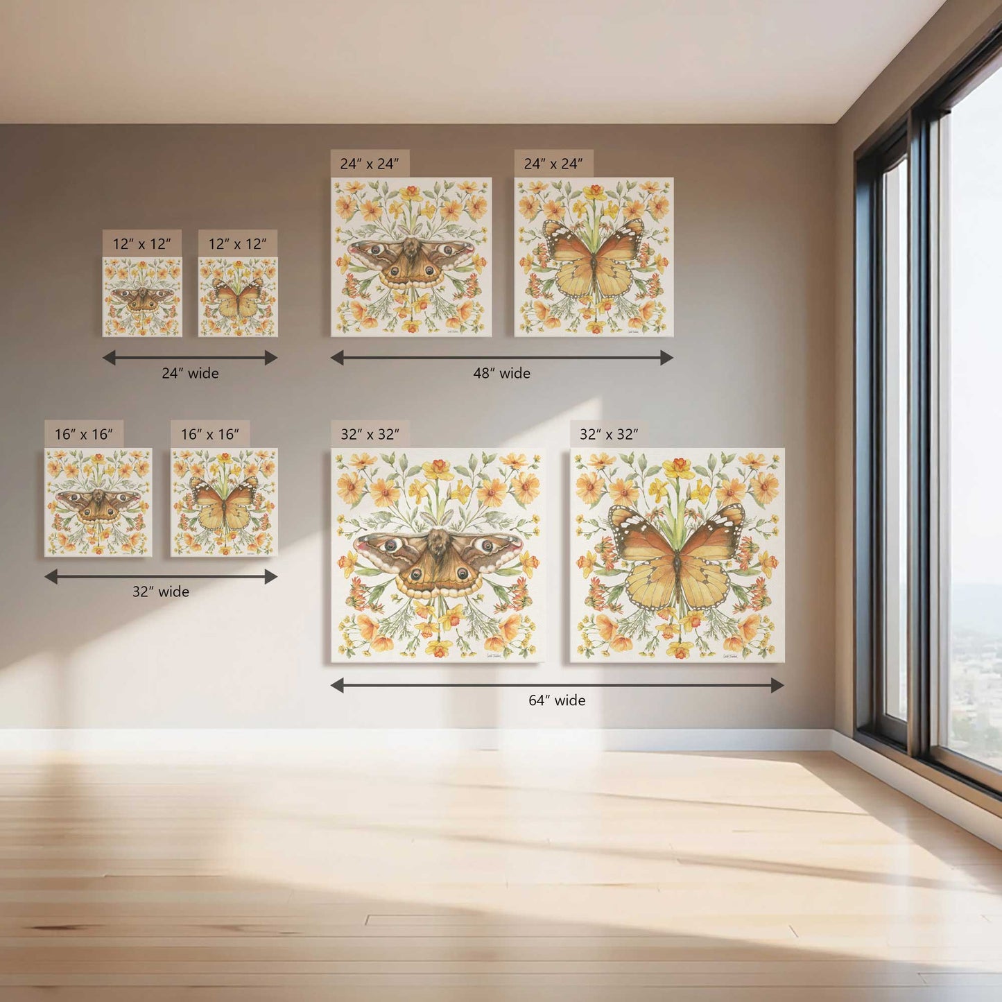 Sunny Flutters, Set of 2 Canvas Prints