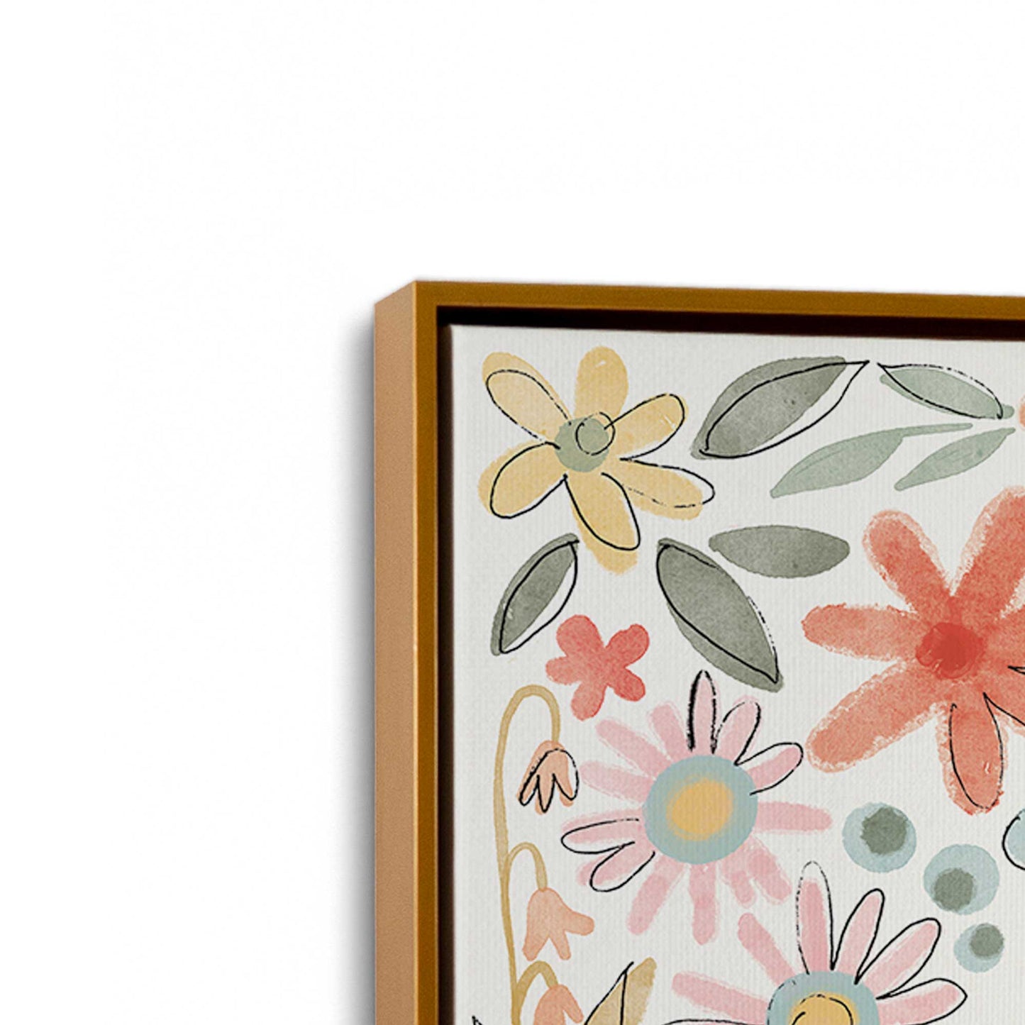 [Color:Polished Gold], Picture of art in a Polished Gold frame at an angle