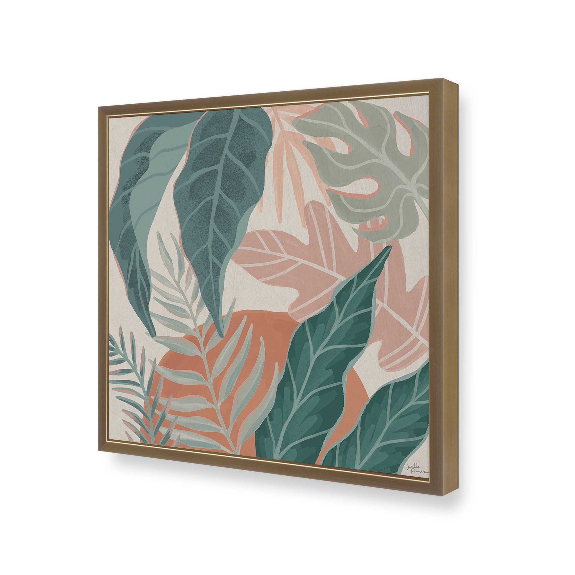 [Color:Brushed Gold], Picture of art in a Brushed Gold frame at an angle