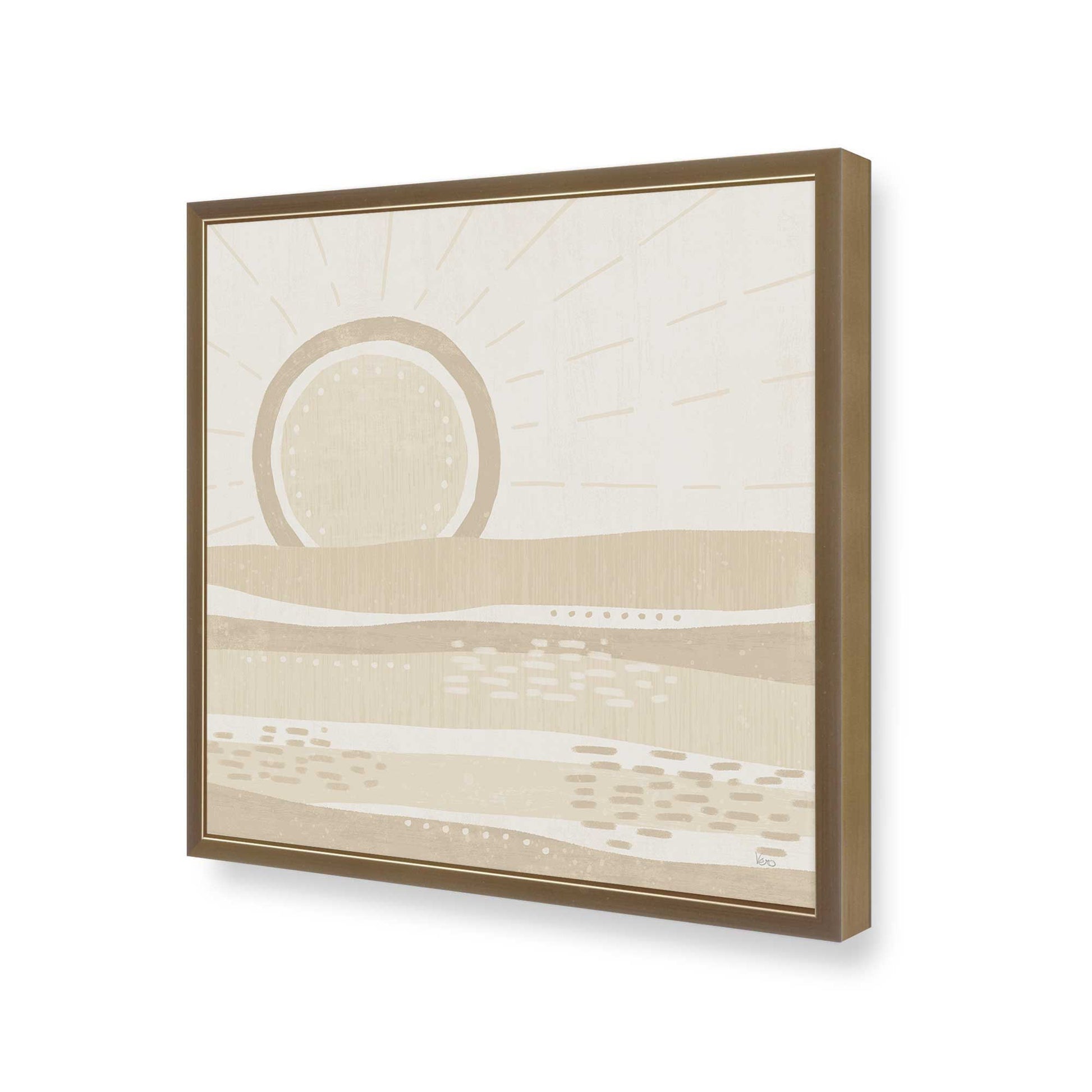 [Color:Brushed Gold], Picture of art in a Brushed Gold frame at an angle