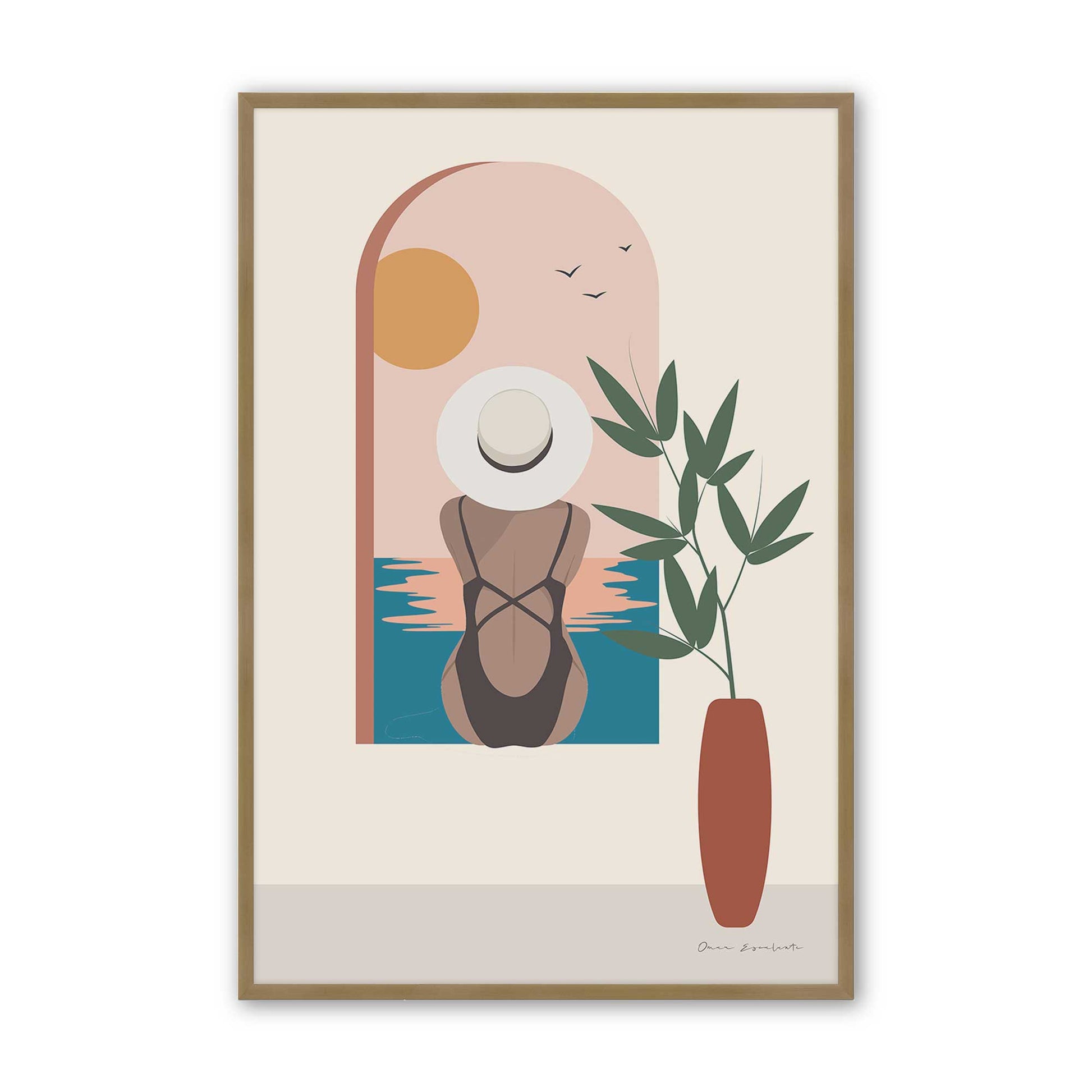 [Color:Brushed Gold], Picture of art in a Brushed Gold frame