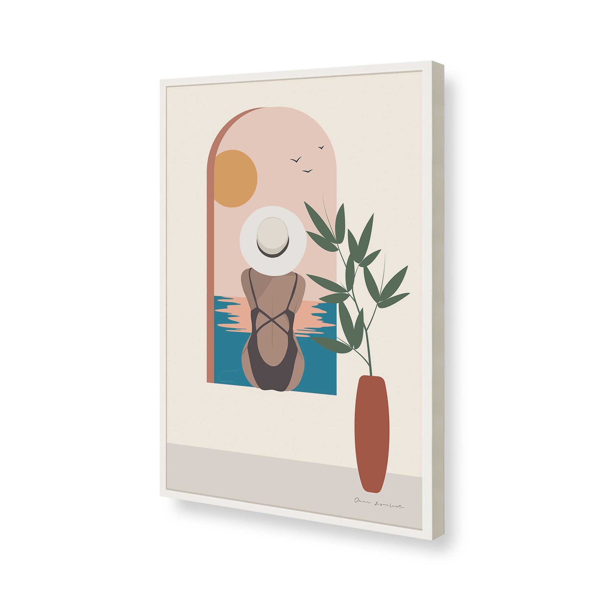 [Color:Opaque White], Picture of art in a Opaque White frame of the corner