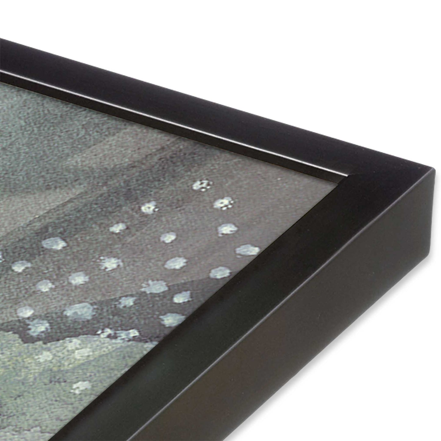 [Color:Weathered Zinc], Picture of art in a Weathered Zinc frame of the corner