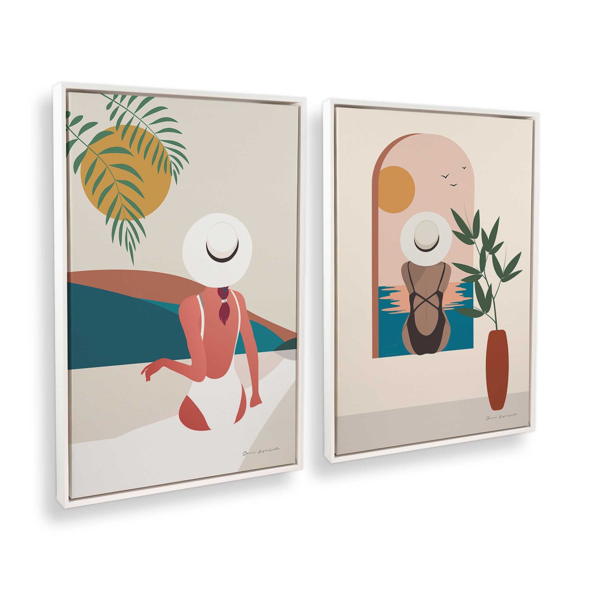 [Color:Opaque White], Picture of art in a White frame at an angle