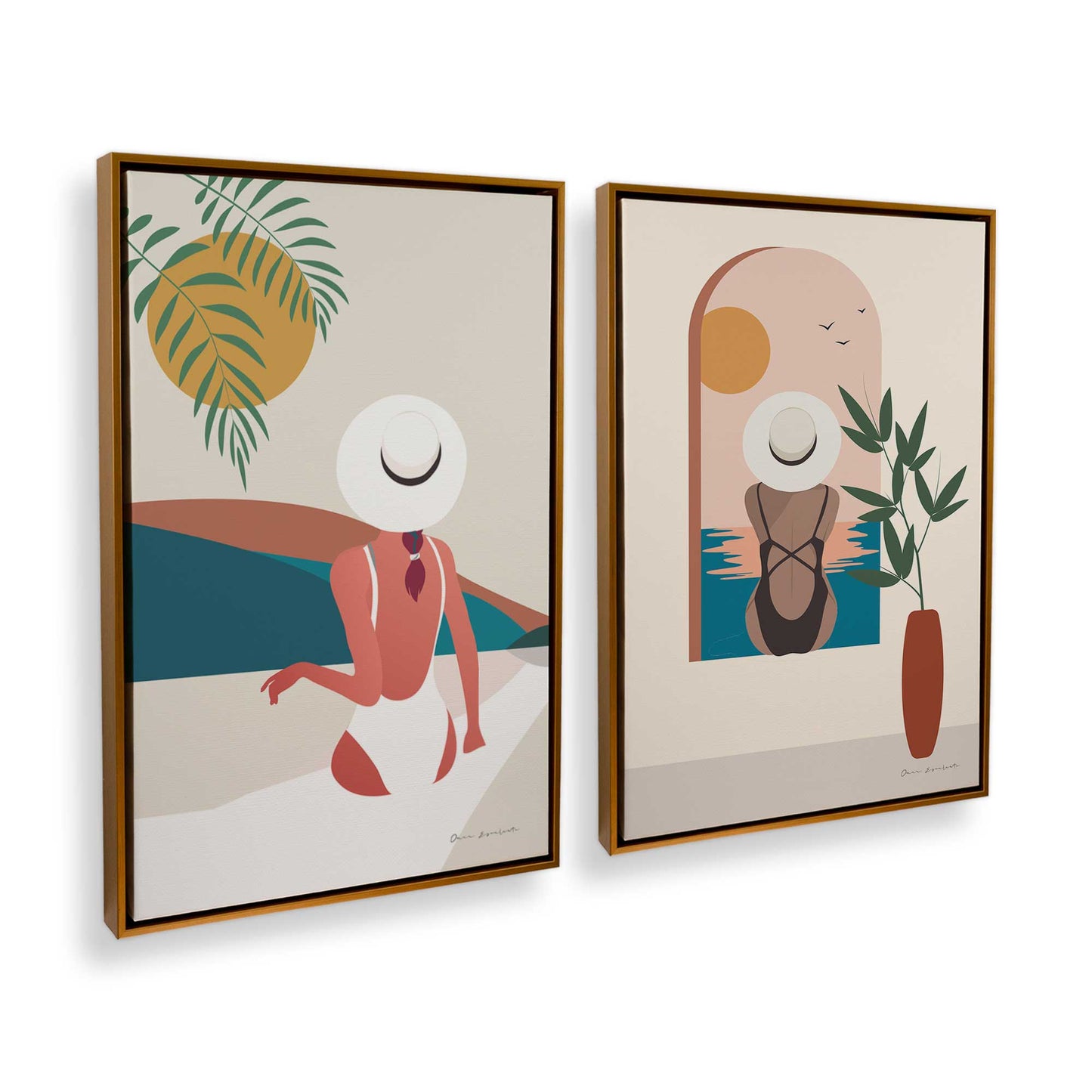 [Color:Polished Gold], Picture of art in a Polished Gold frame at an angle