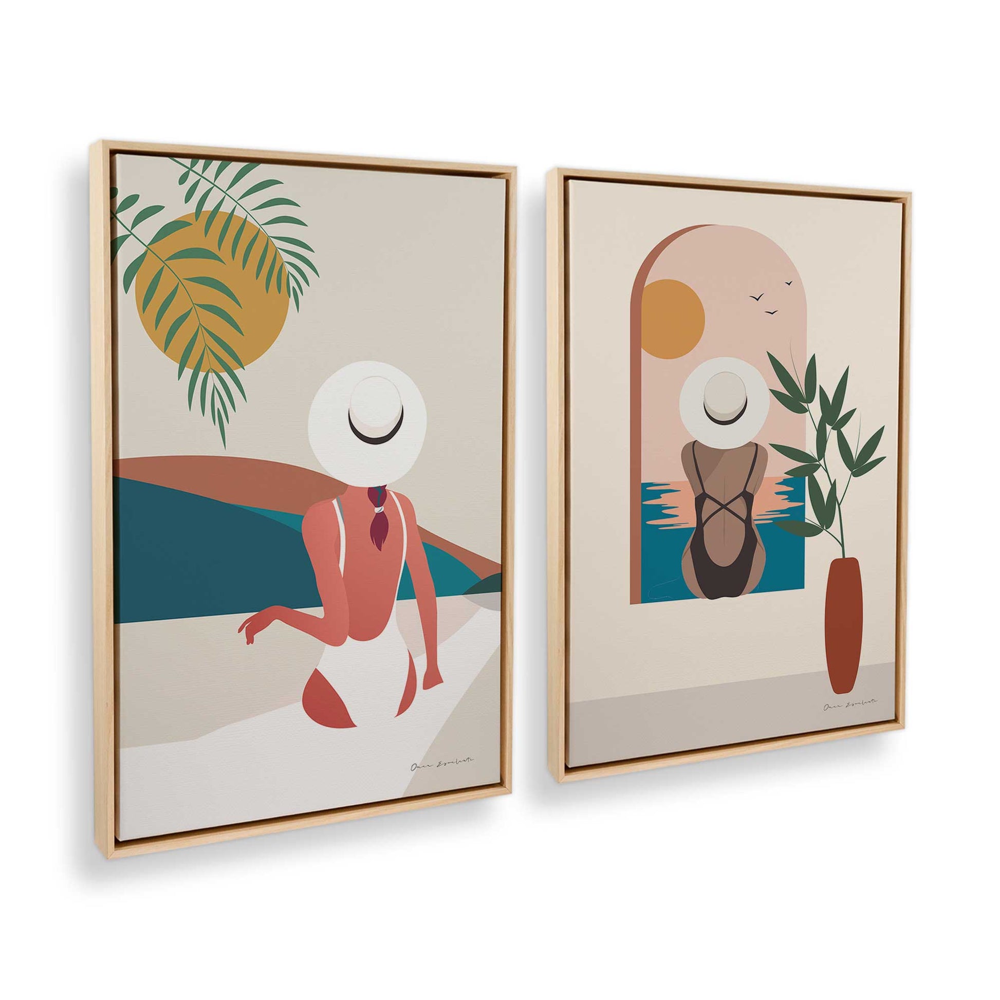 [Color:American Maple], Picture of art in a American Maple frame at an angle