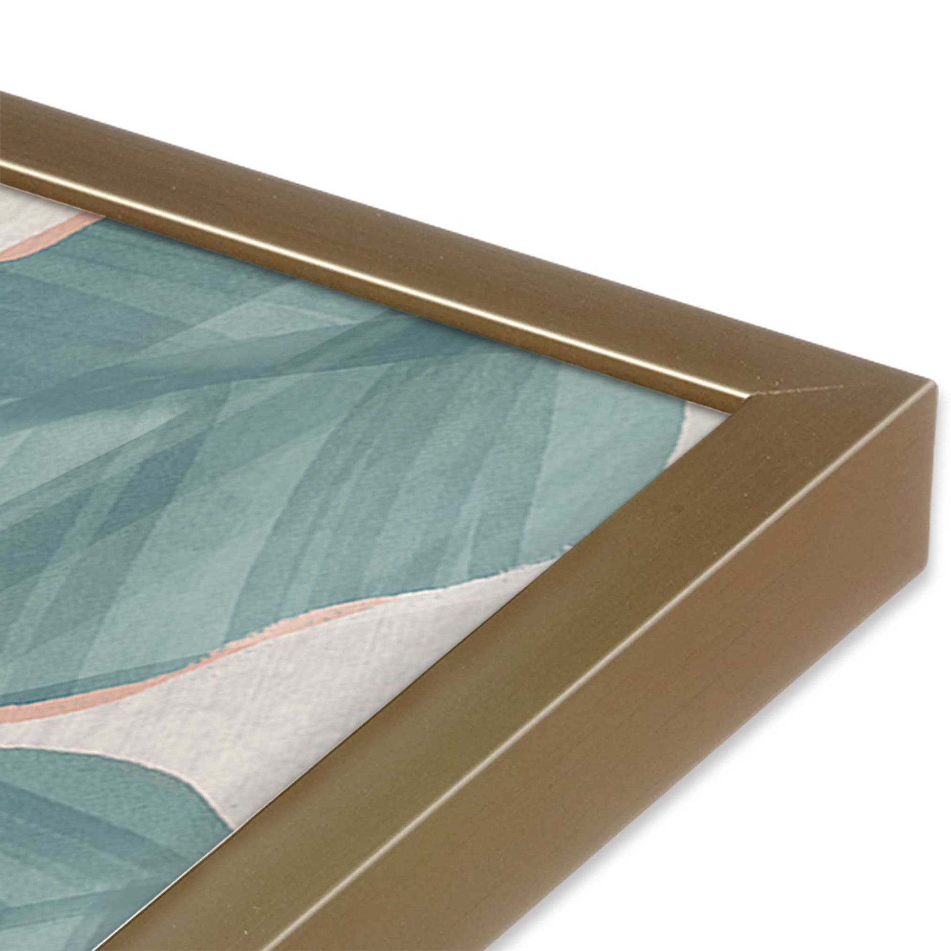 [Color:Brushed Gold], Picture of art in a Brushed Gold frame at an angle