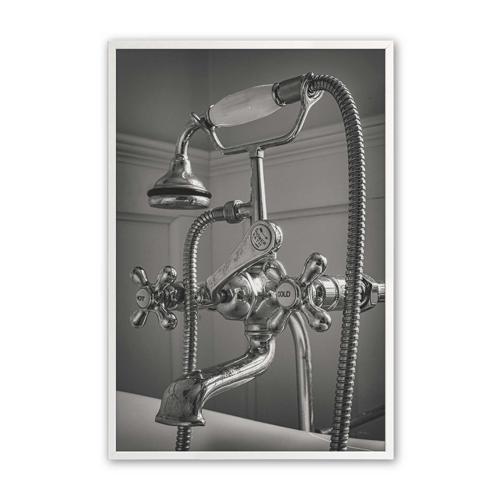 Steam and Chrome Art Print in a white frame