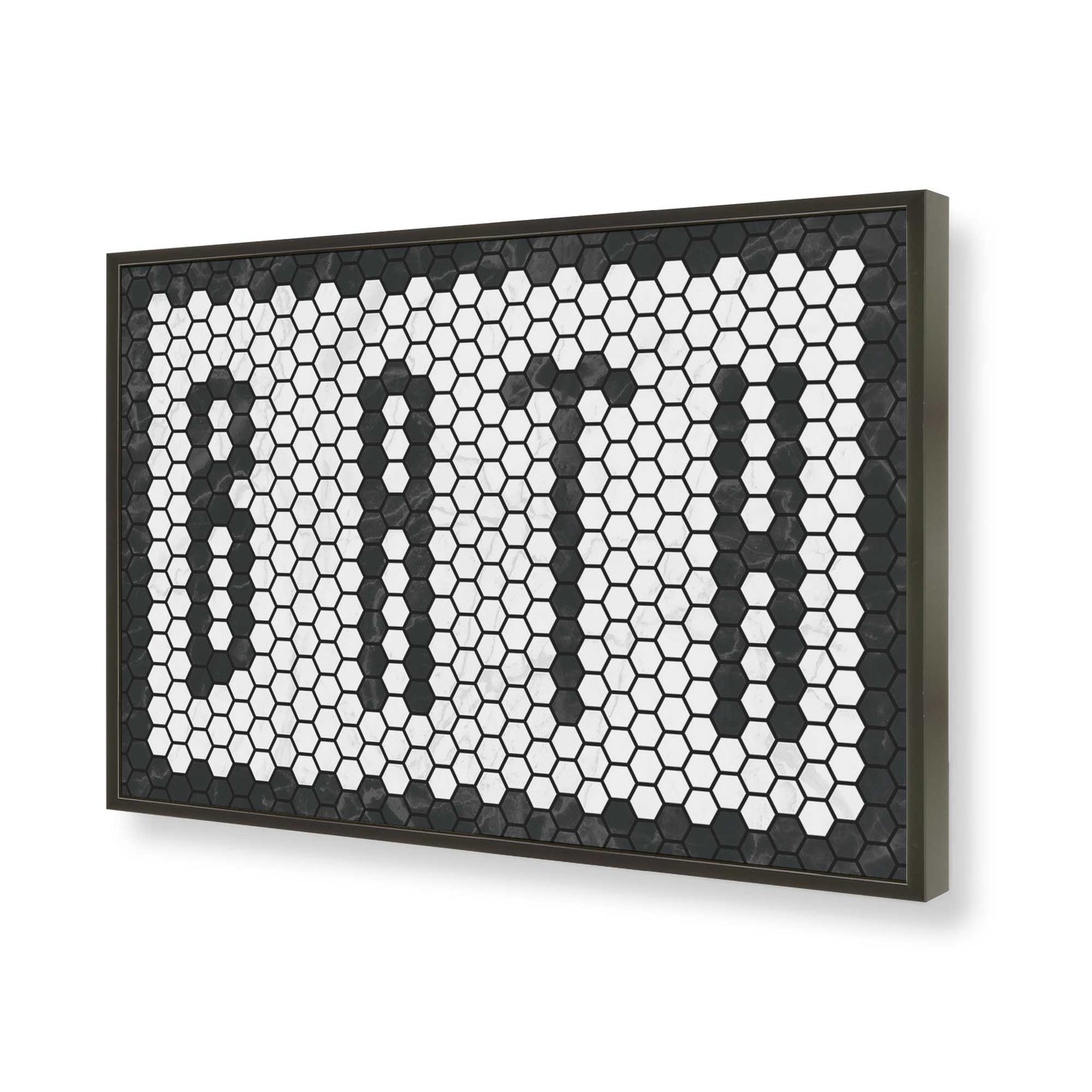 [Color:Satin Black], Picture of art in a Satin Black frame of the corner