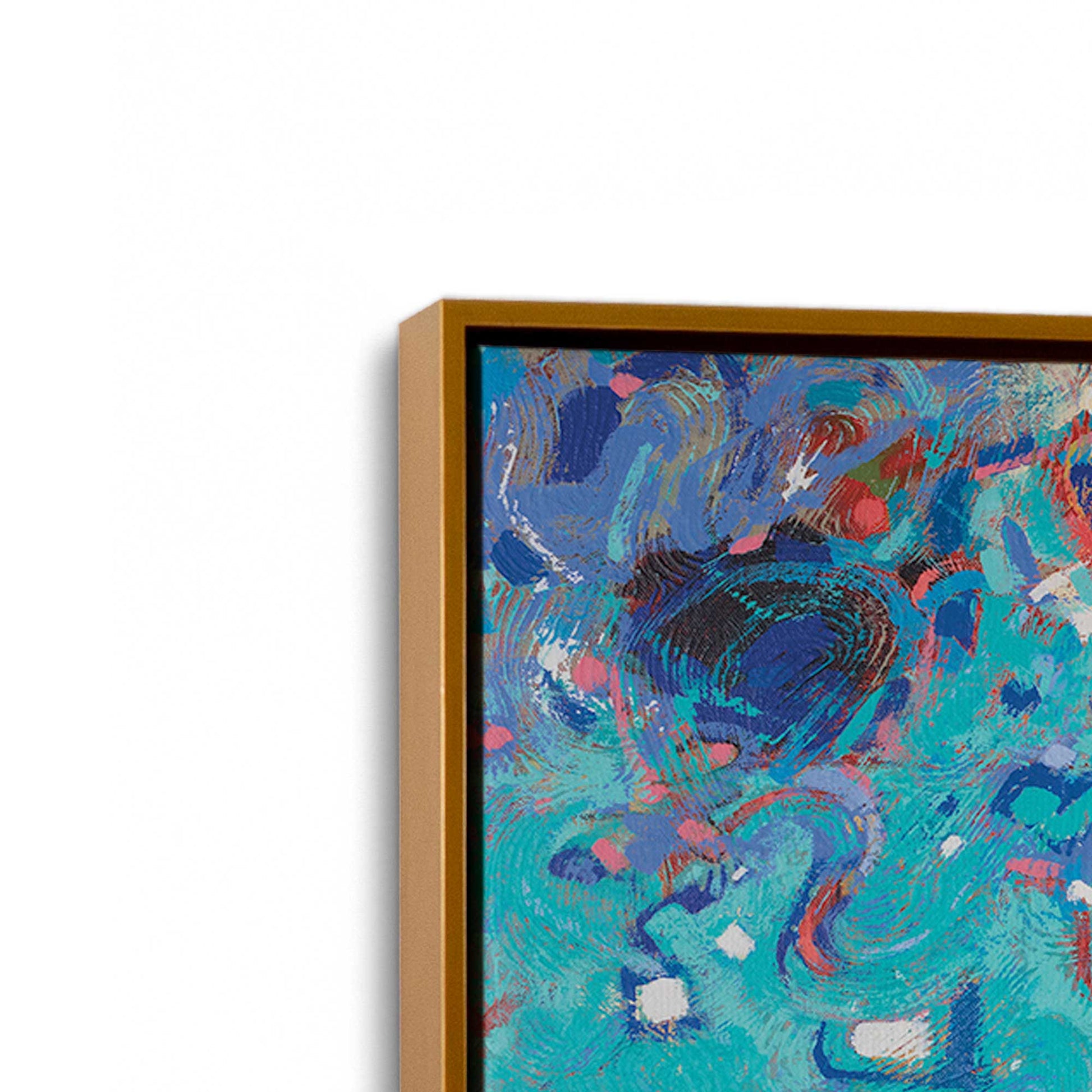 [Color:Polished Gold], Picture of art in a Polished Gold frame at an angle