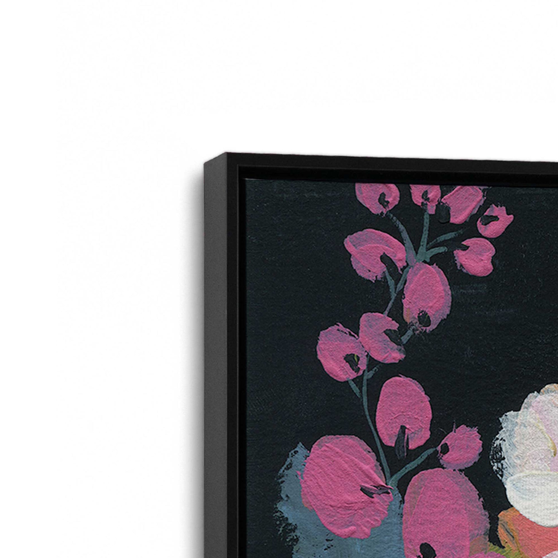 [Color:Satin Black], Picture of art in a Satin Black frame at an angle