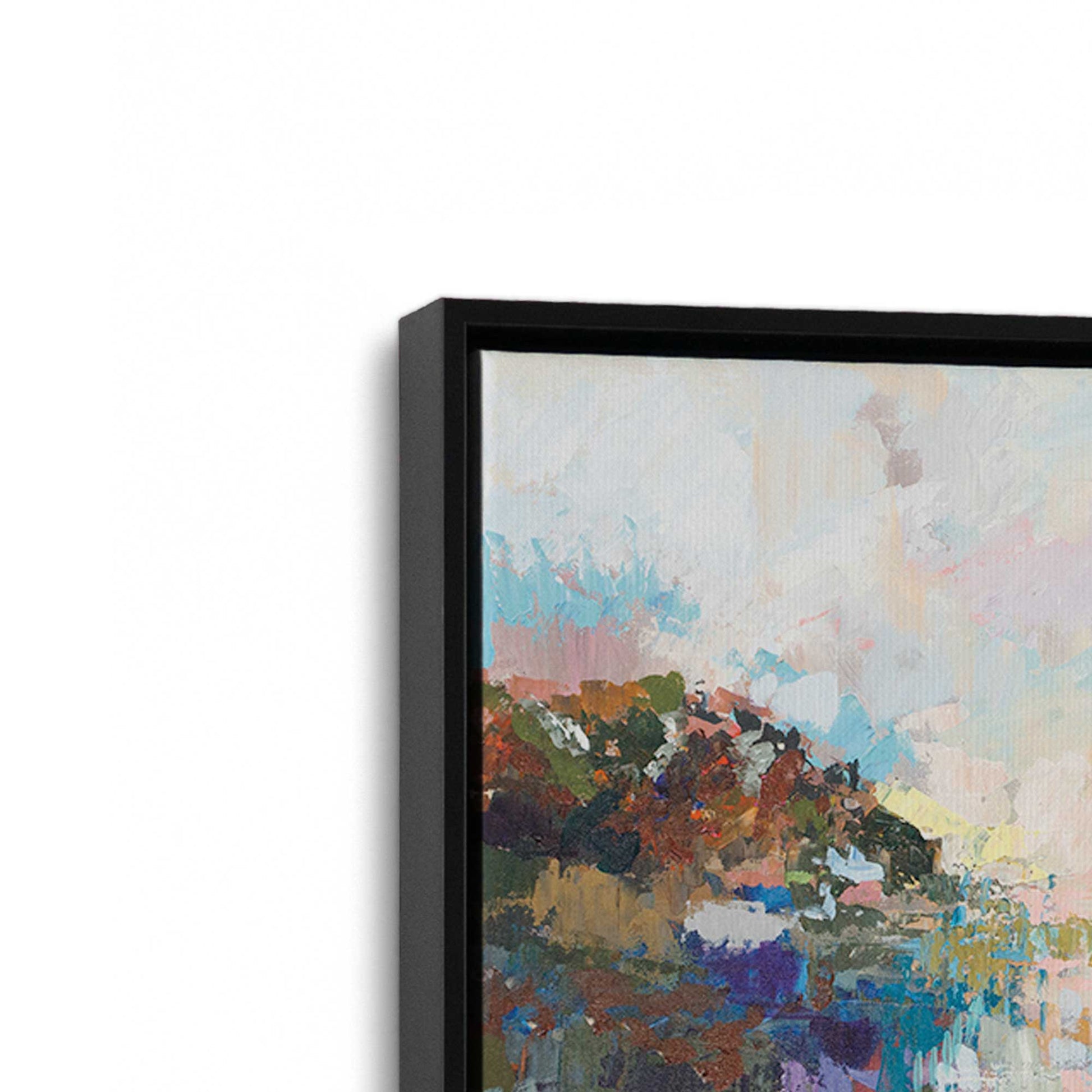 [Color:Satin Black], Picture of art in a Satin Black frame at an angle