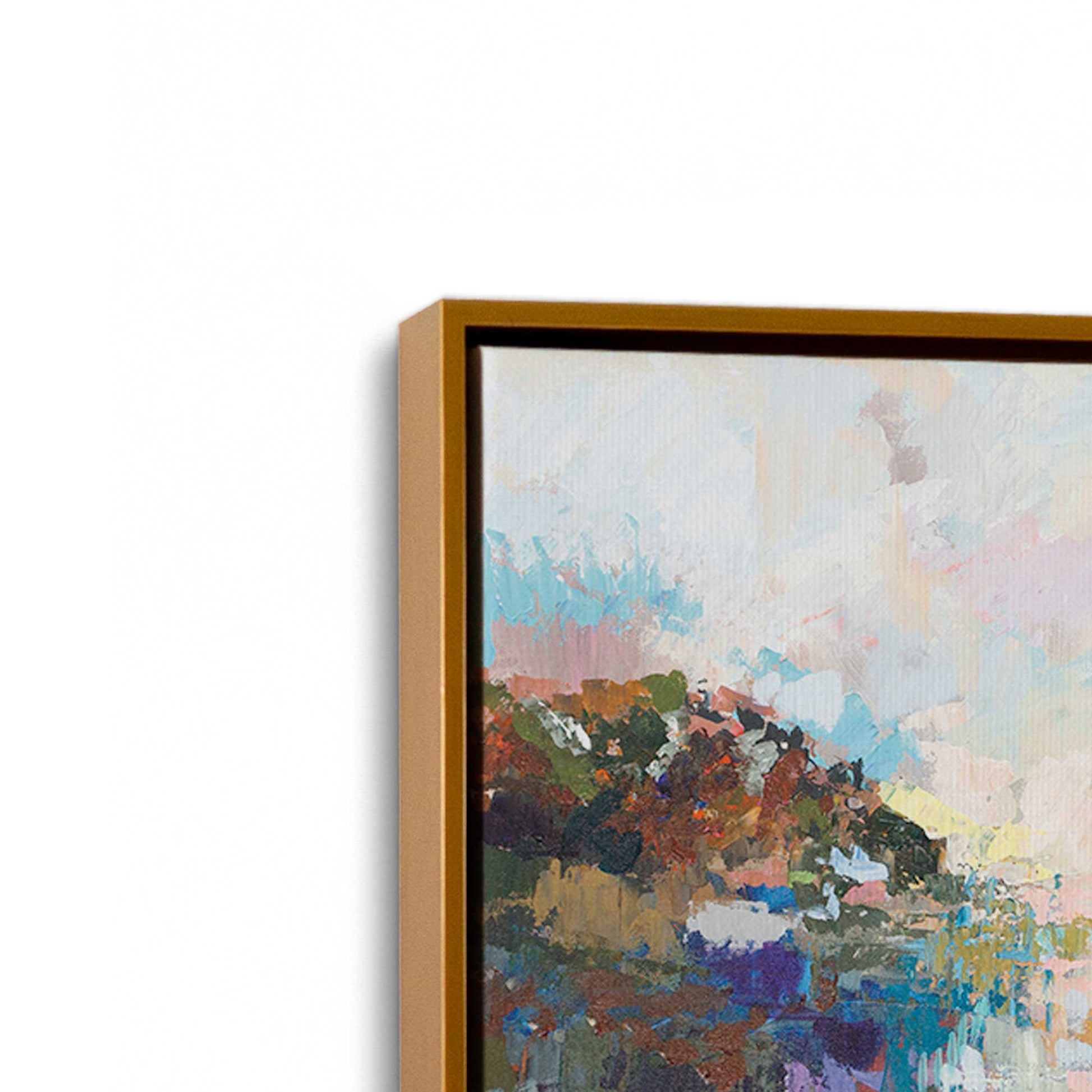 [Color:Polished Gold], Picture of art in a Polished Gold frame at an angle