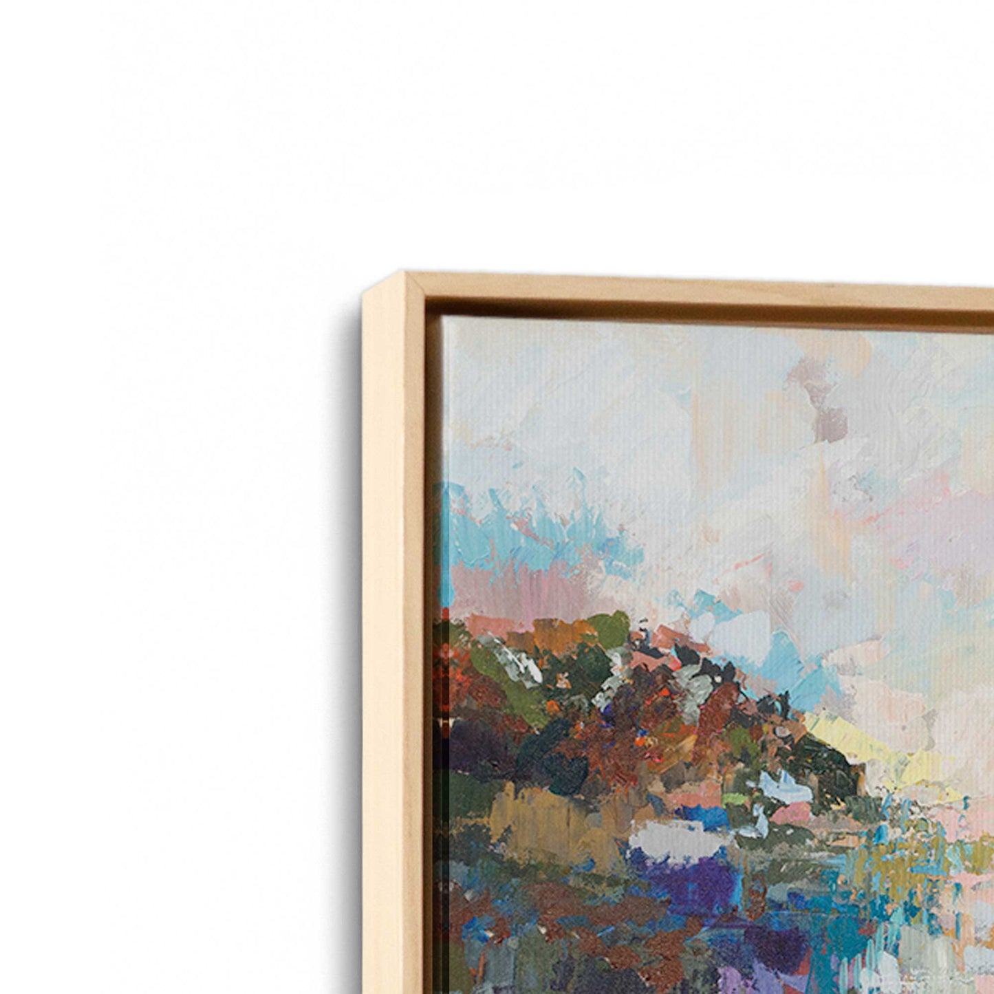[Color:American Maple], Picture of art in a American Maple frame at an angle