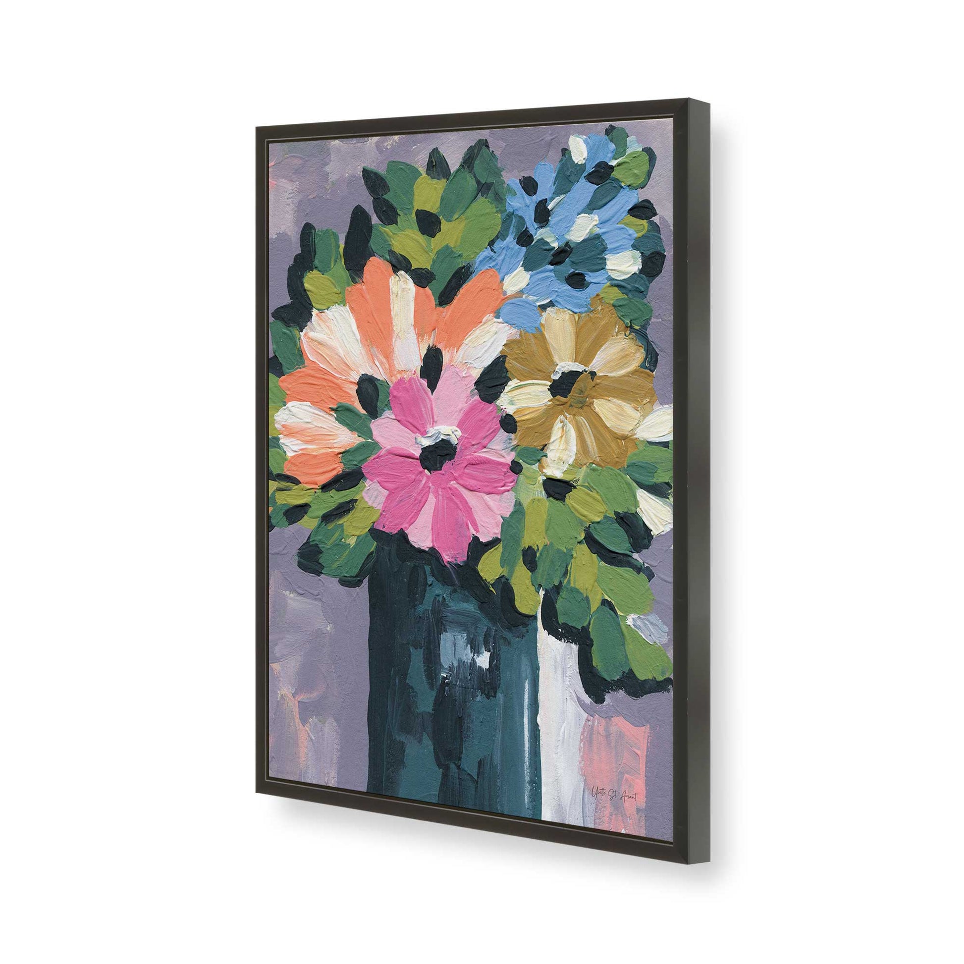 [Color:Satin Black], Picture of art in a Satin Black frame of the corner