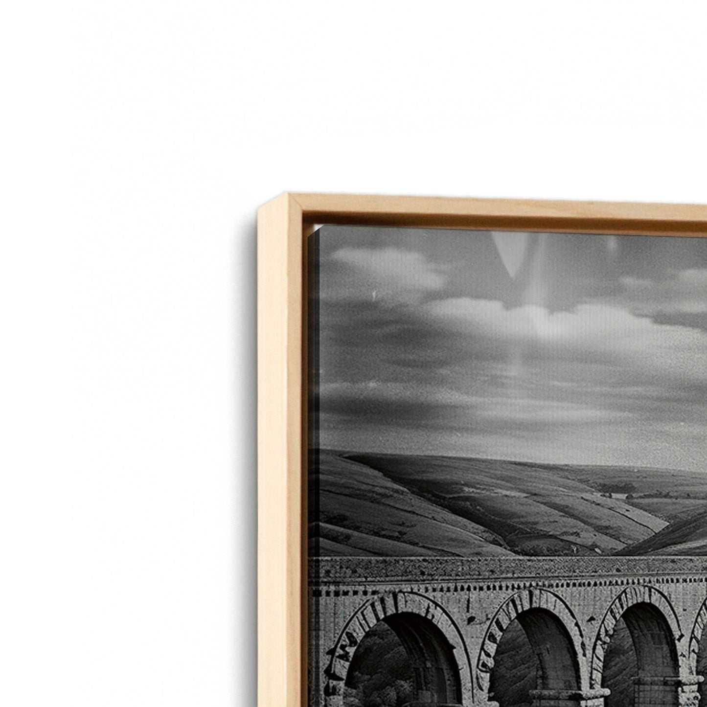 [Color:American Maple], Picture of art in a American Maple frame at an angle