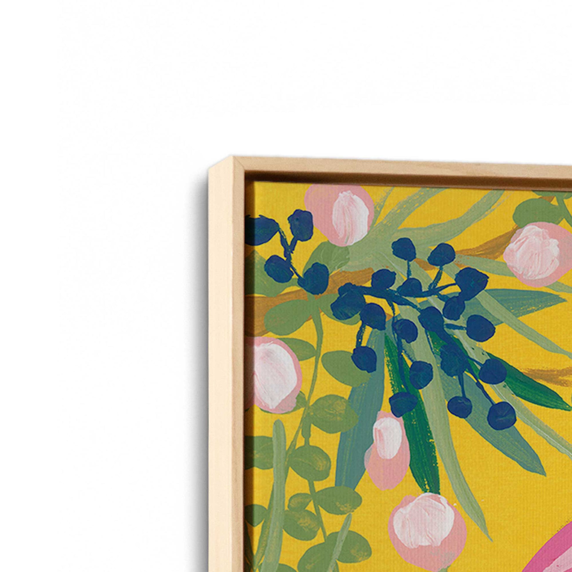[Color:American Maple], Picture of art in a American Maple frame at an angle