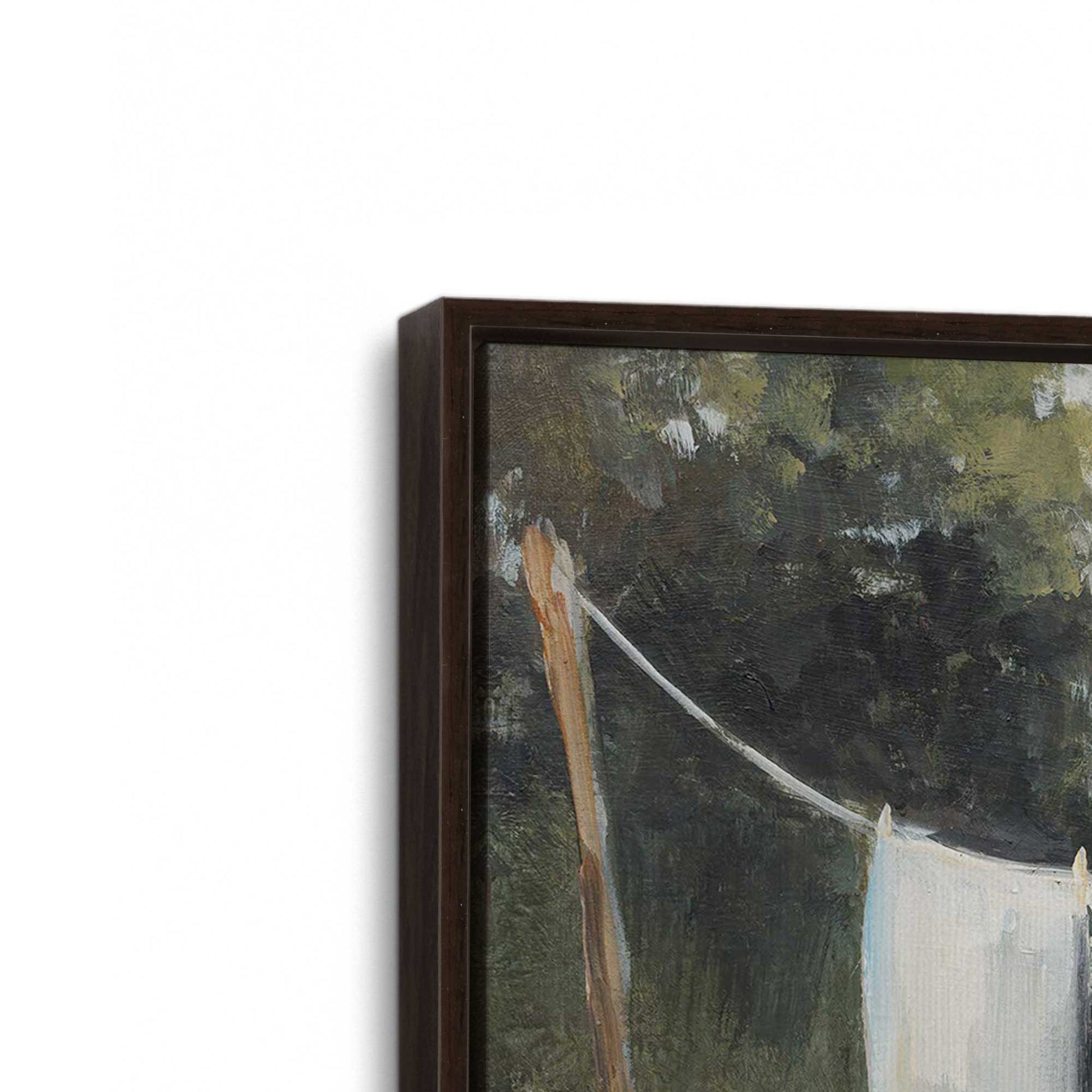 [Color:Espresso], Picture of art in a Espresso frame at an angle