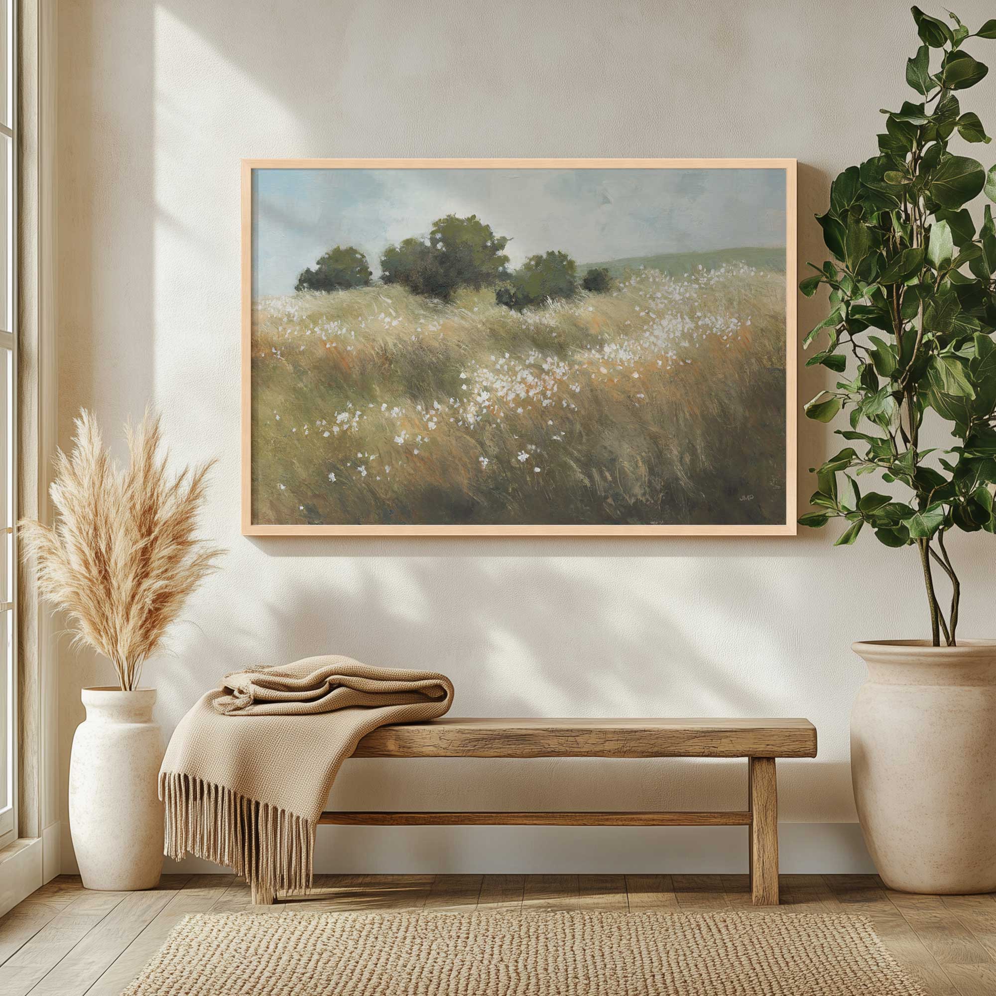 soft breeze through tall grass framed art print