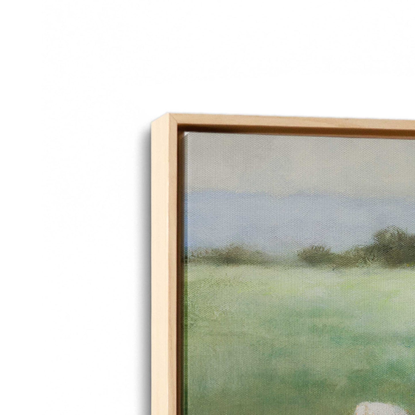 [Color:American Maple], Picture of art in a American Maple frame at an angle