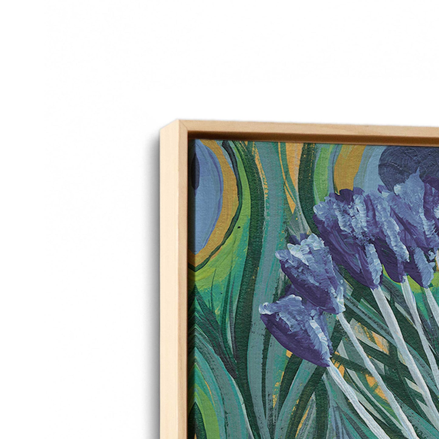 [Color:American Maple], Picture of art in a American Maple frame at an angle