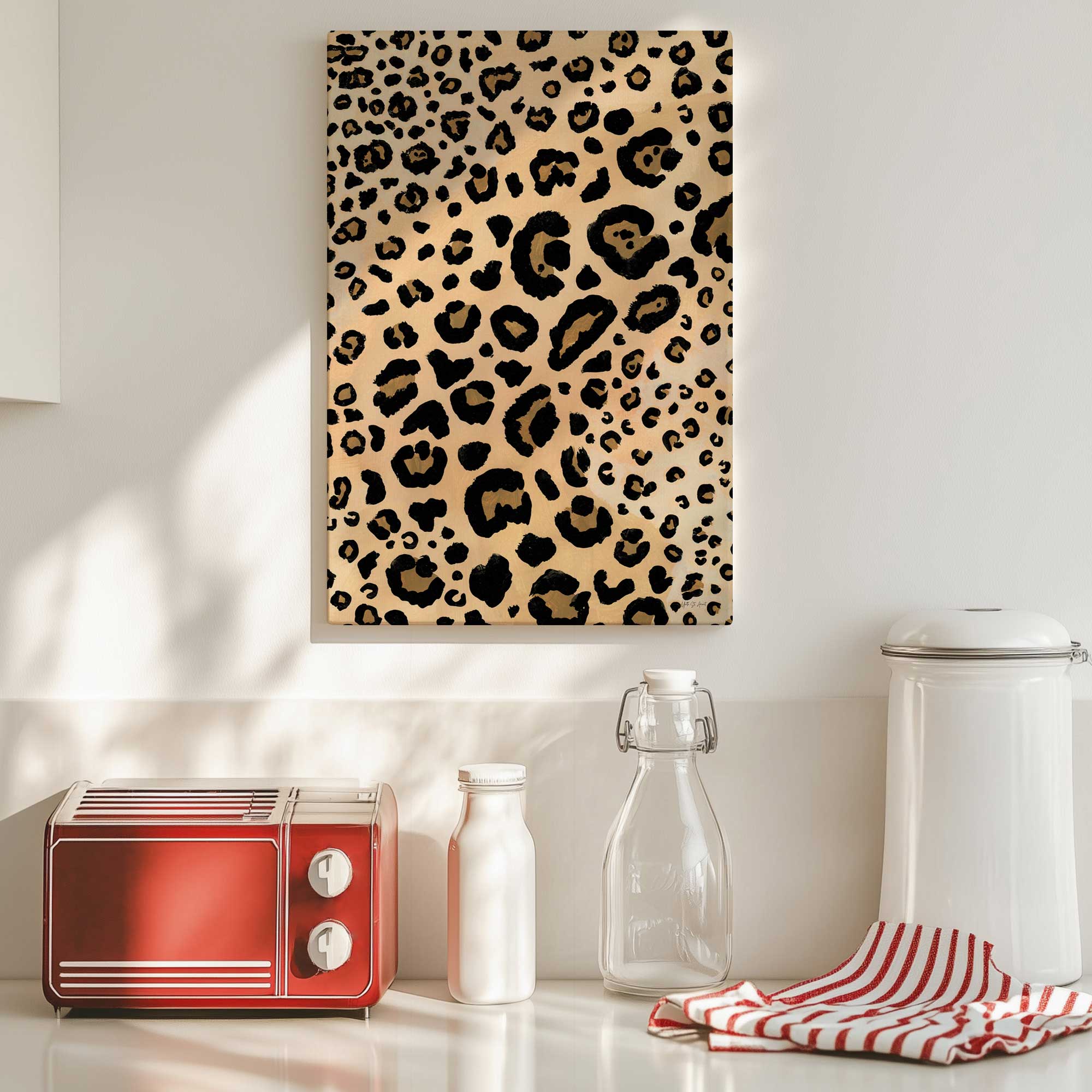 spot me if you can canvas print hanging in a kitchen
