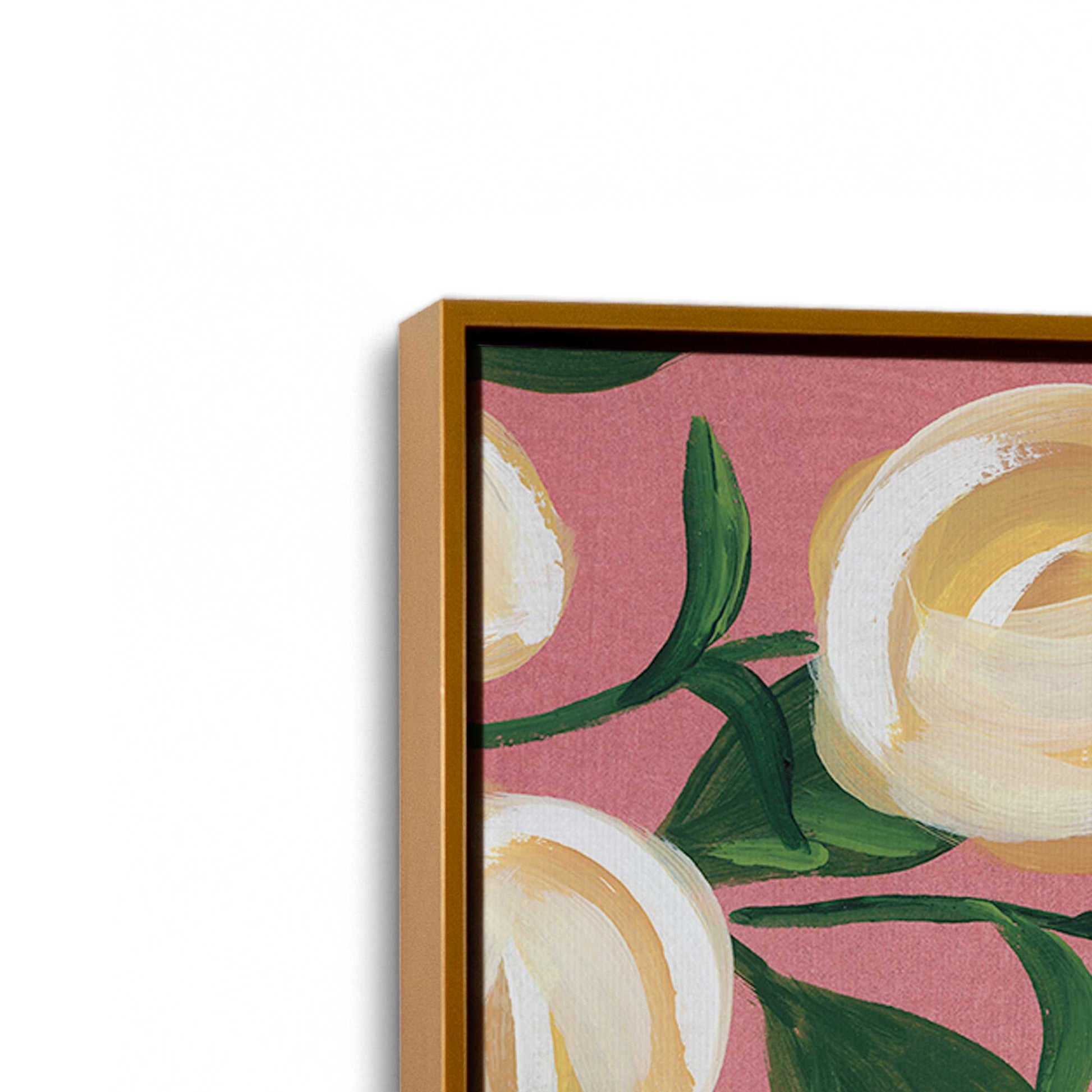 [Color:Polished Gold], Picture of art in a Polished Gold frame at an angle