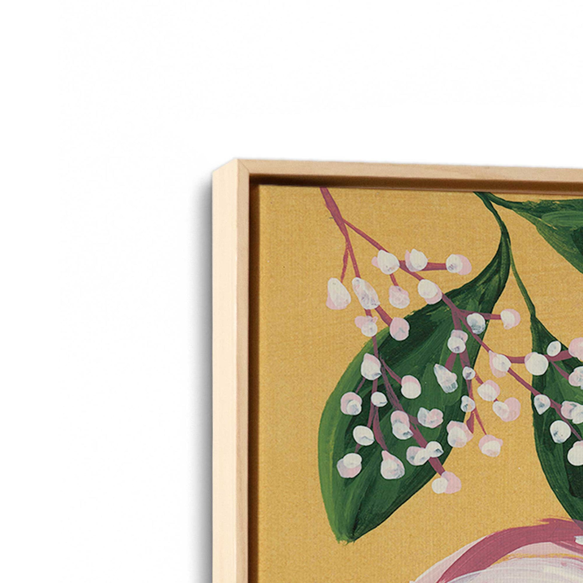 [Color:American Maple], Picture of art in a American Maple frame at an angle