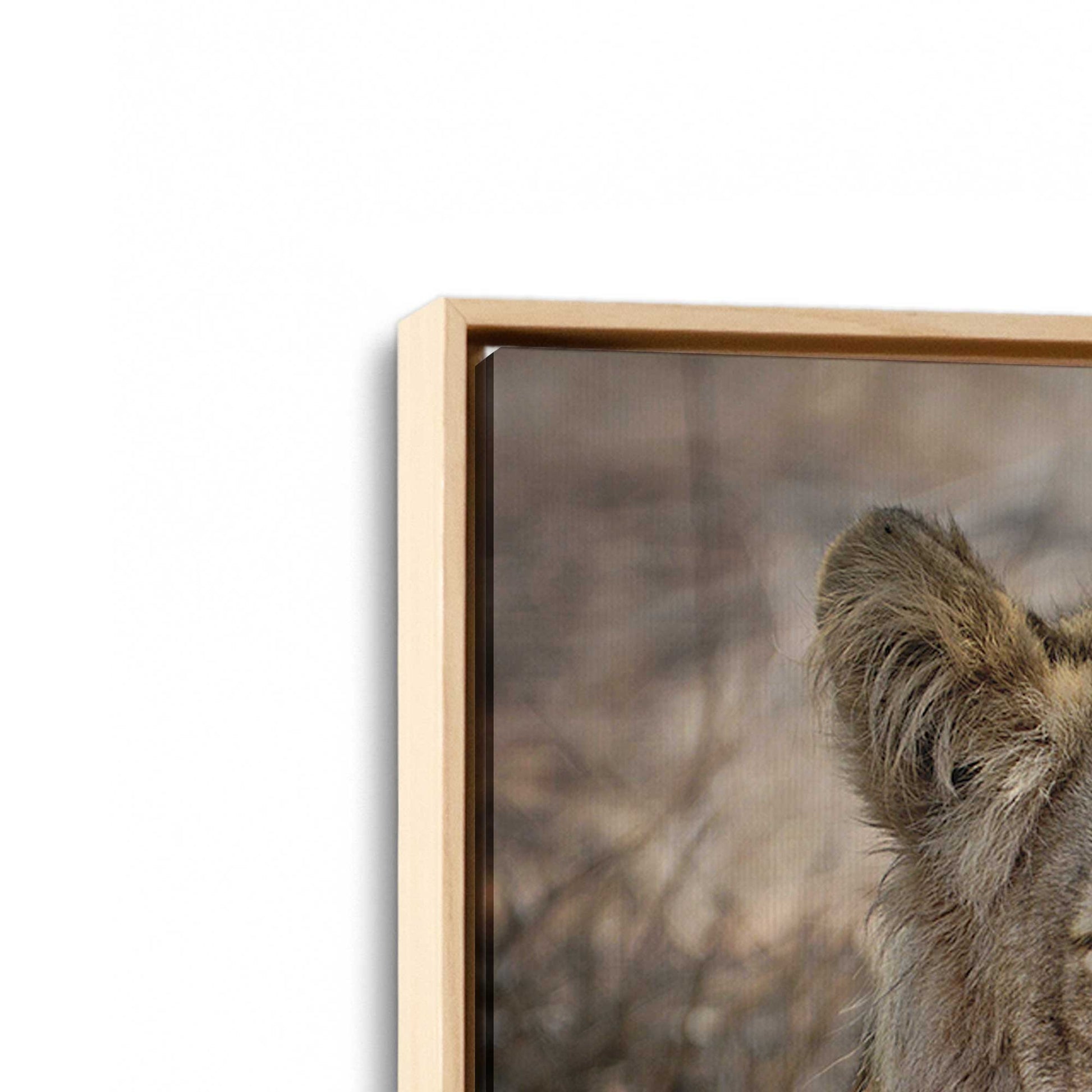 [Color:American Maple], Picture of art in a American Maple frame at an angle